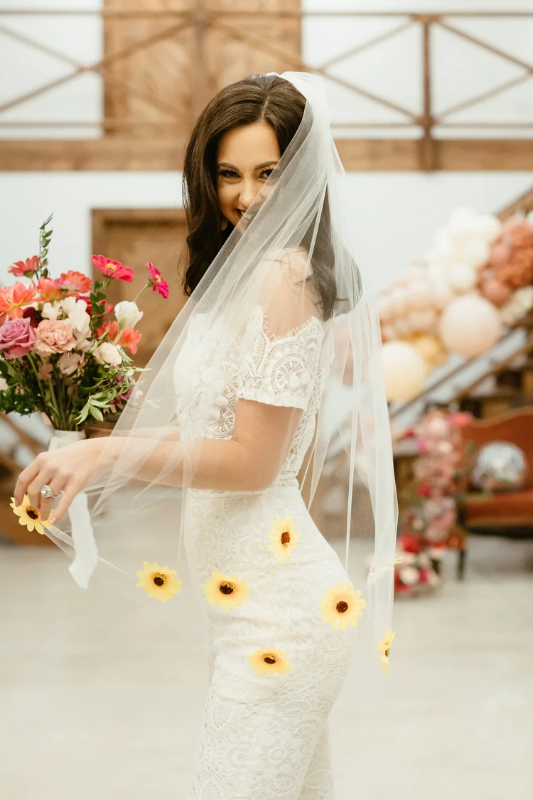 Sunflower Fingertip Veil  Desire Marie Design