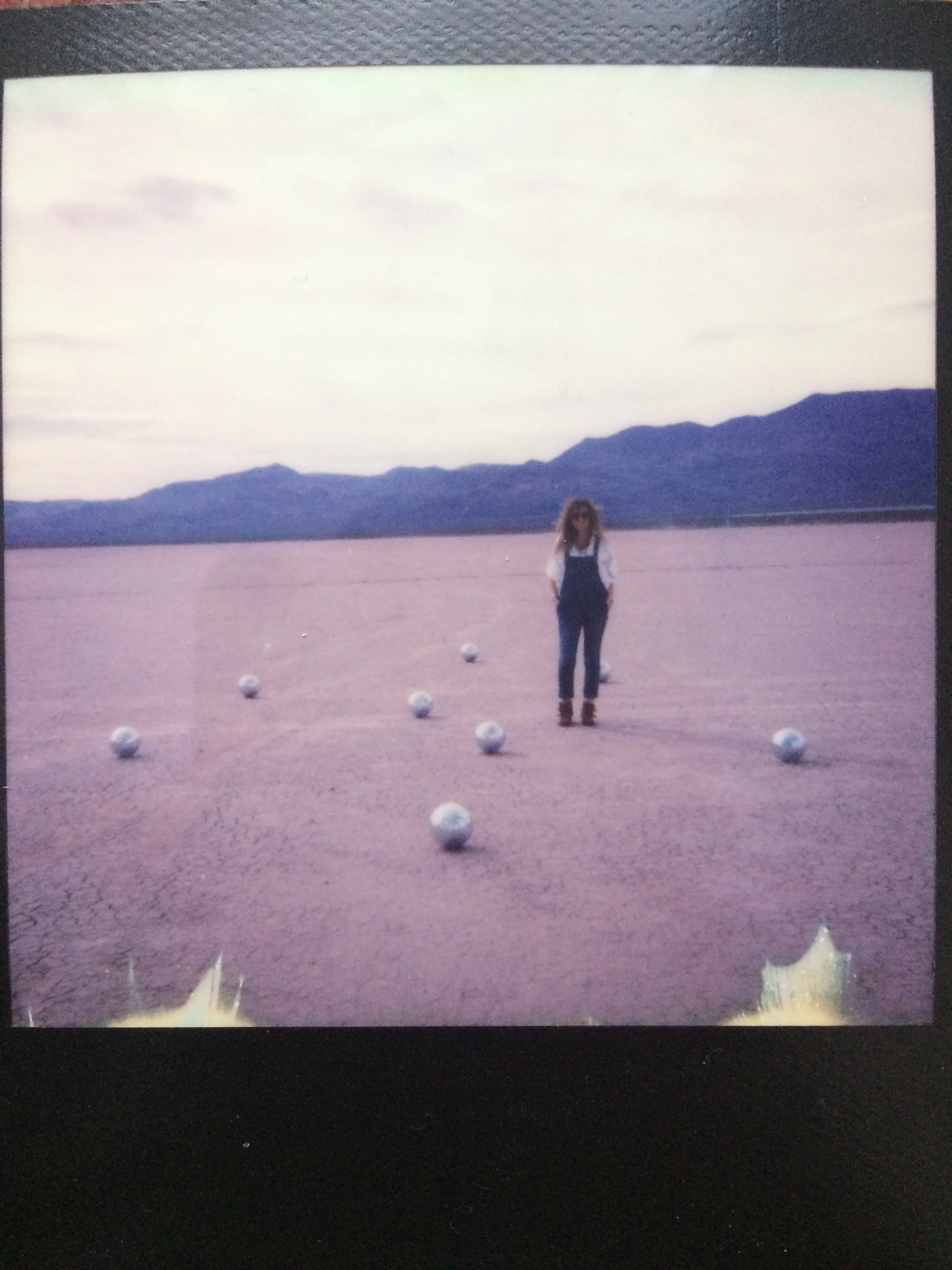 disco balls polaroid las vegas desert