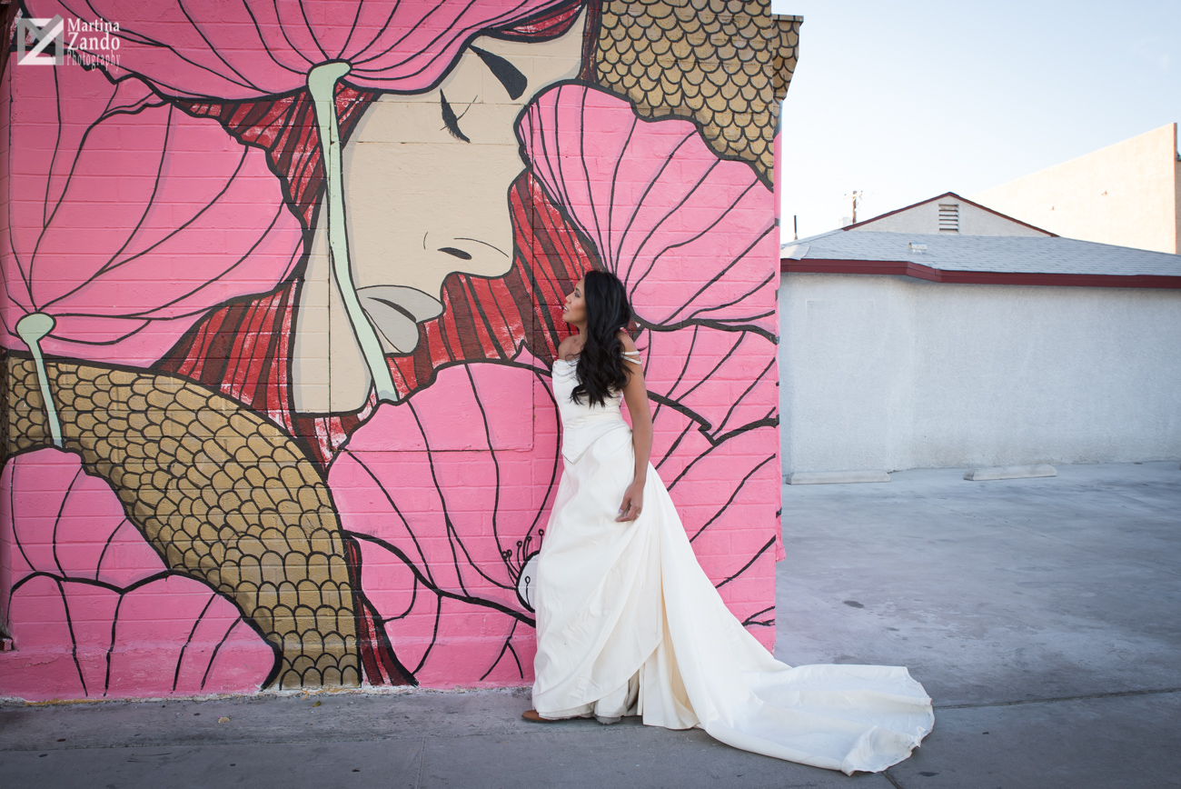 downtown las vegas murales bridal portrait
