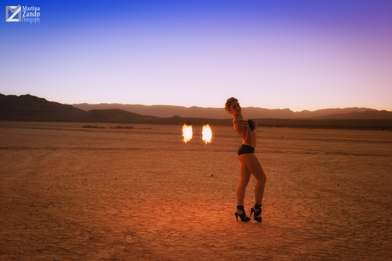 fire performer in the desert