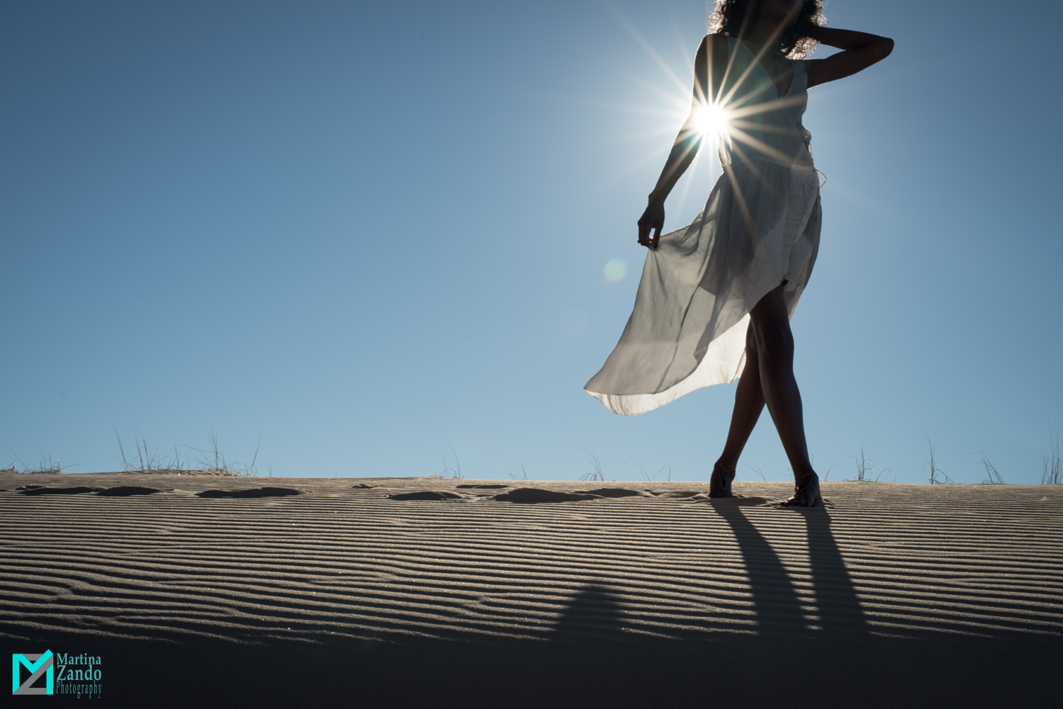 silhouette of elegant african american woman in desert