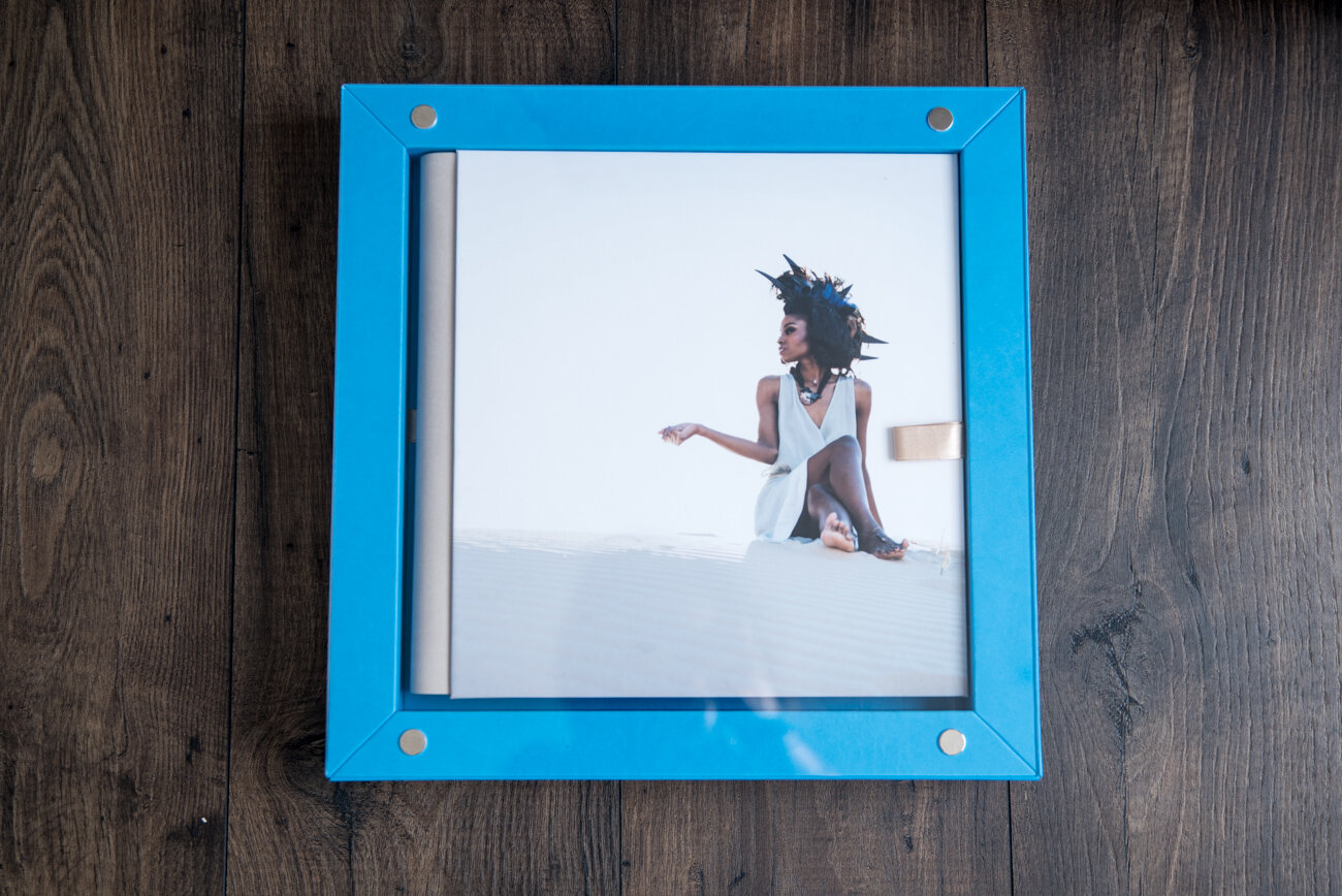 professional album with front cover image and full view acrylic magnetic frame 