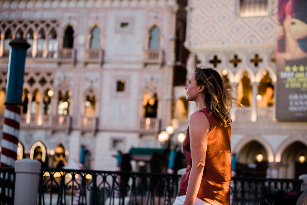 Woman in front of Venetian Las Vegas