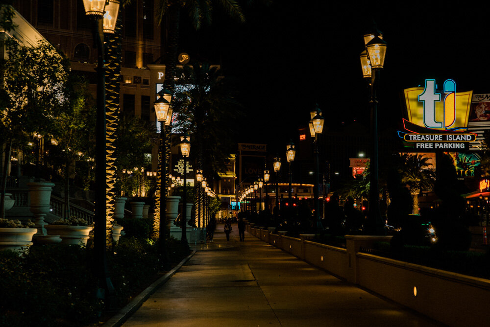 Empty Las Vegas Strip at night