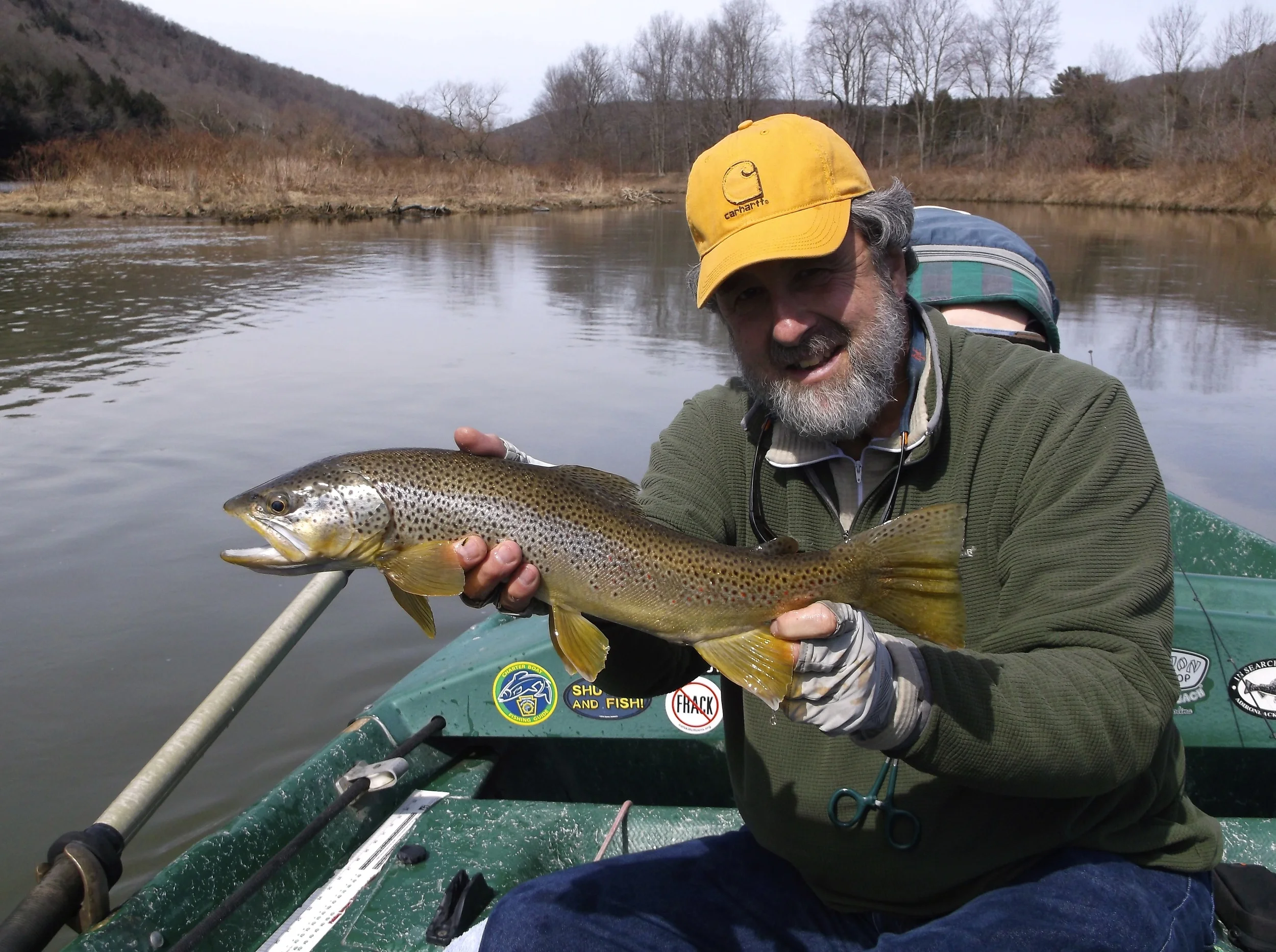 April 1st, Guide Mike P. Lands the first 21" Brown of the season.