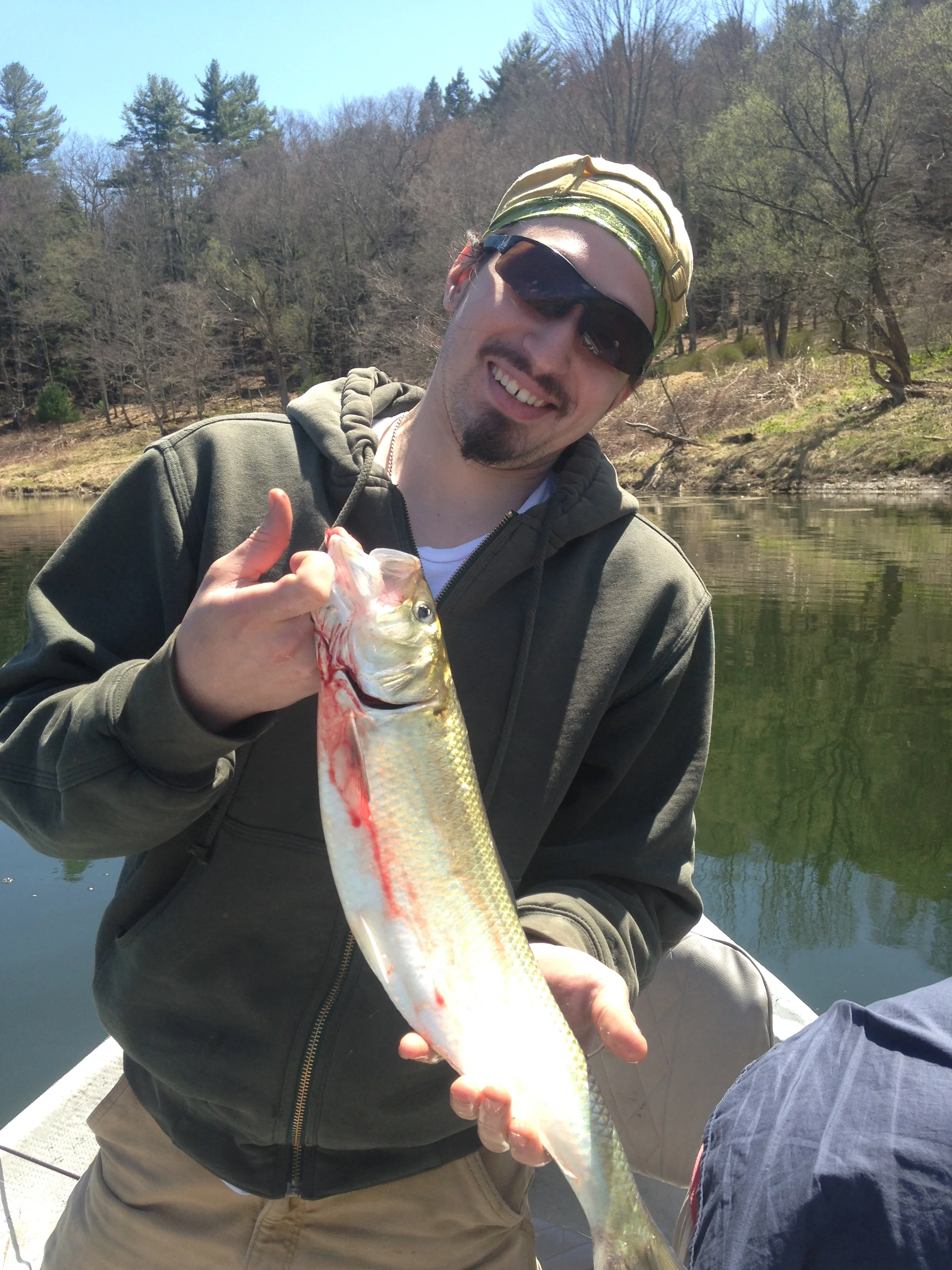 4/28/15 Spencer found the first Shad of the season, Nice work buddy!