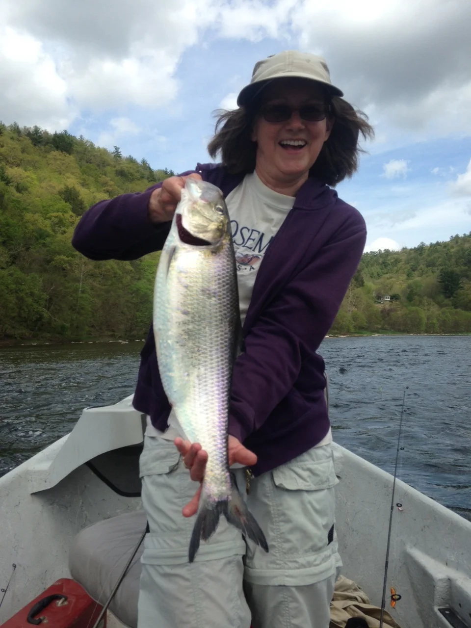 Jean Hooks into her first shad ever! Hard fighting Shad are a blast to catch!