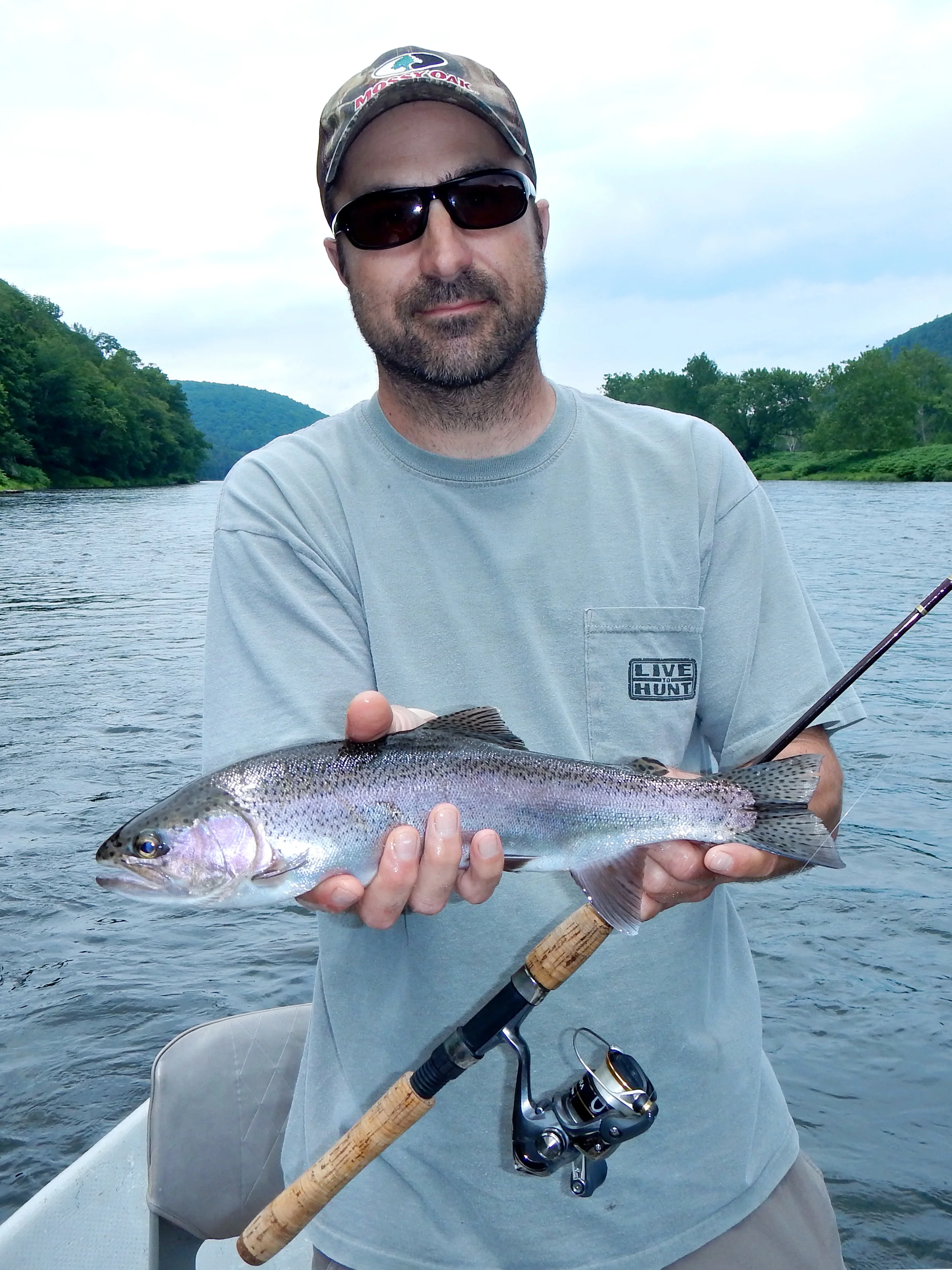 6/19/15 Ralph D. gets this wild Delaware river rainbow trout! Beauty!