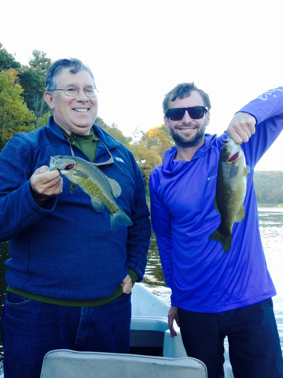 10/11/15Smallmouth bass doubles continue on afternoon main stem fishing trips.