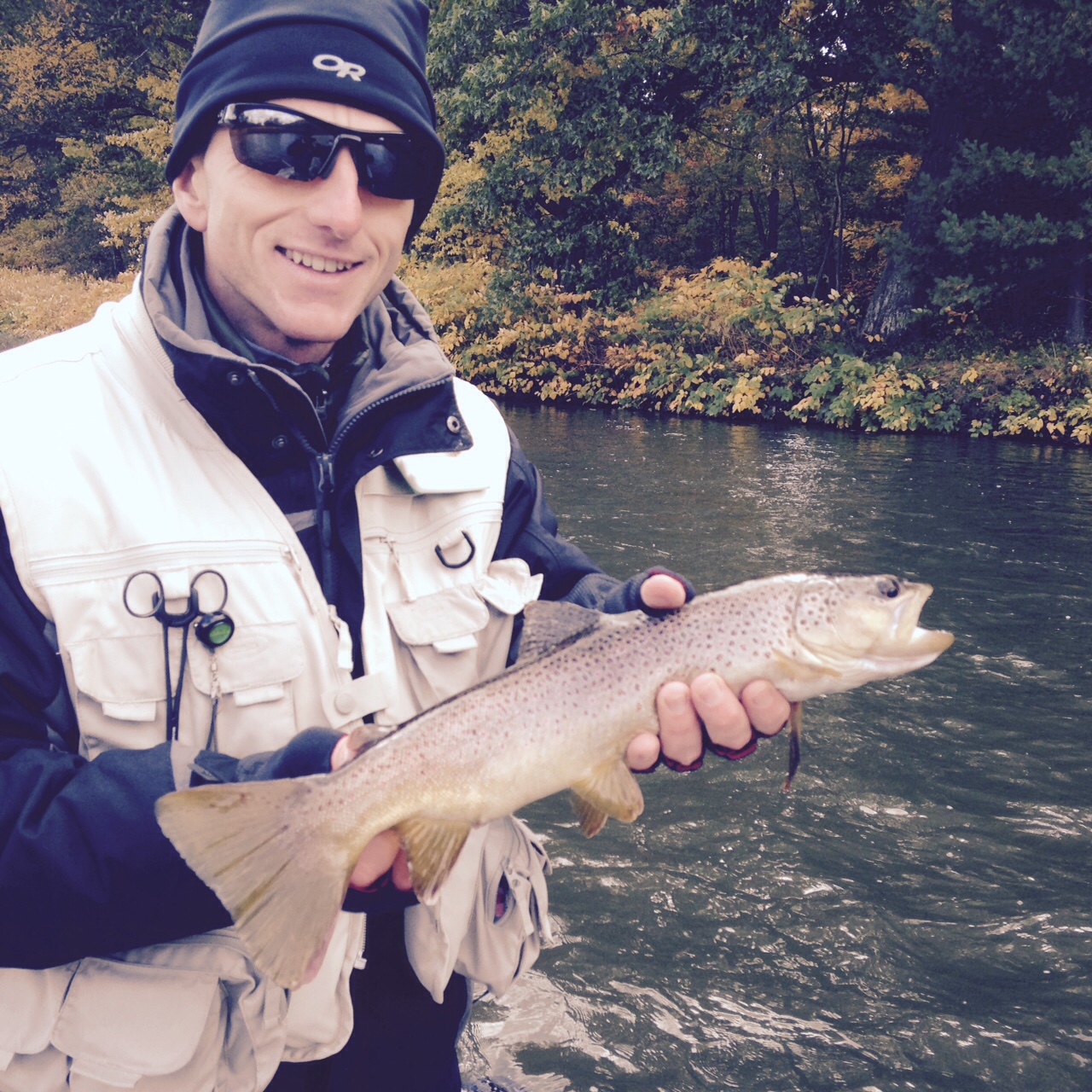 10/17/15Brent B. lands a nice 18" West Branch Brown trout!