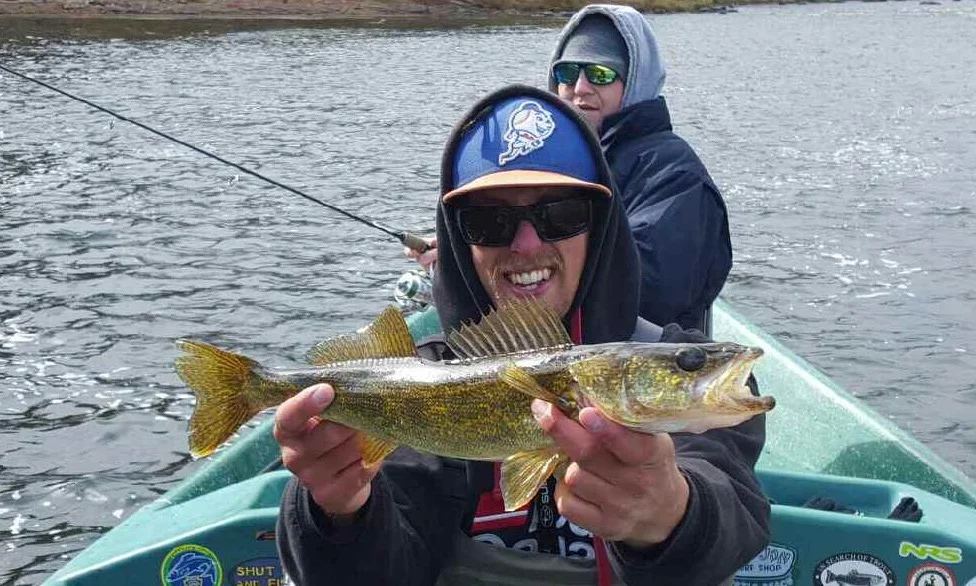 10/18/15 Jed D. and Guide Evan P. braving the cold for some Walleye!