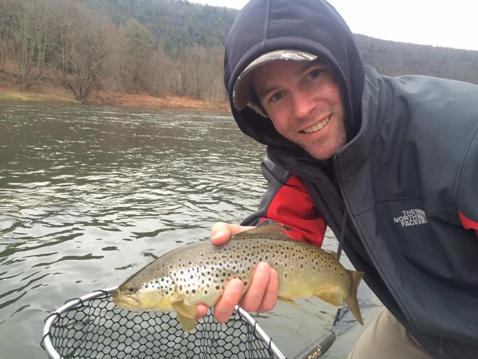 4/11/16 Kyle T. nets his first Delaware river Brown on a dry fly!