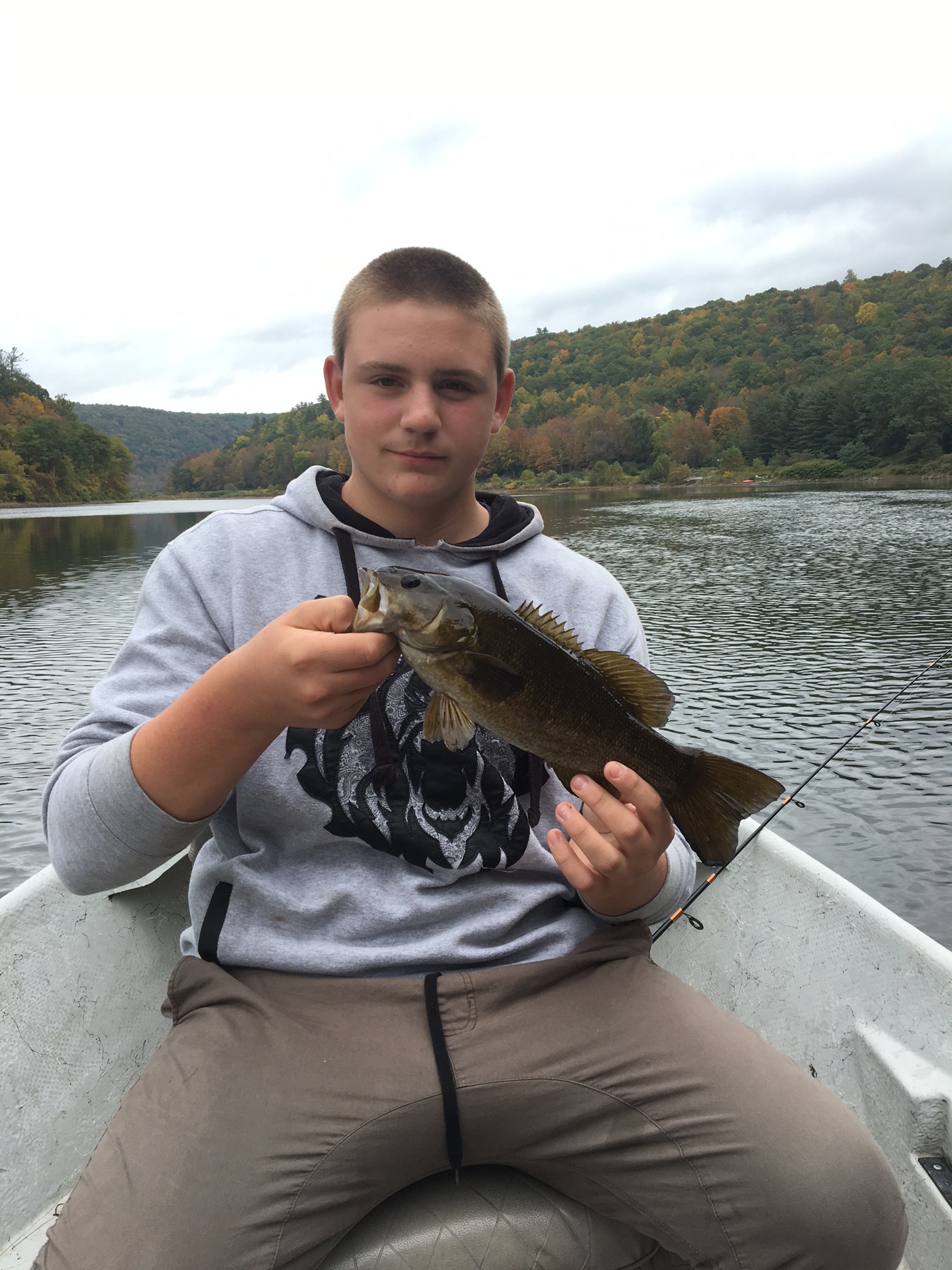 Ryan of the Eldred Fishing Club with a Smallmouth Bass.