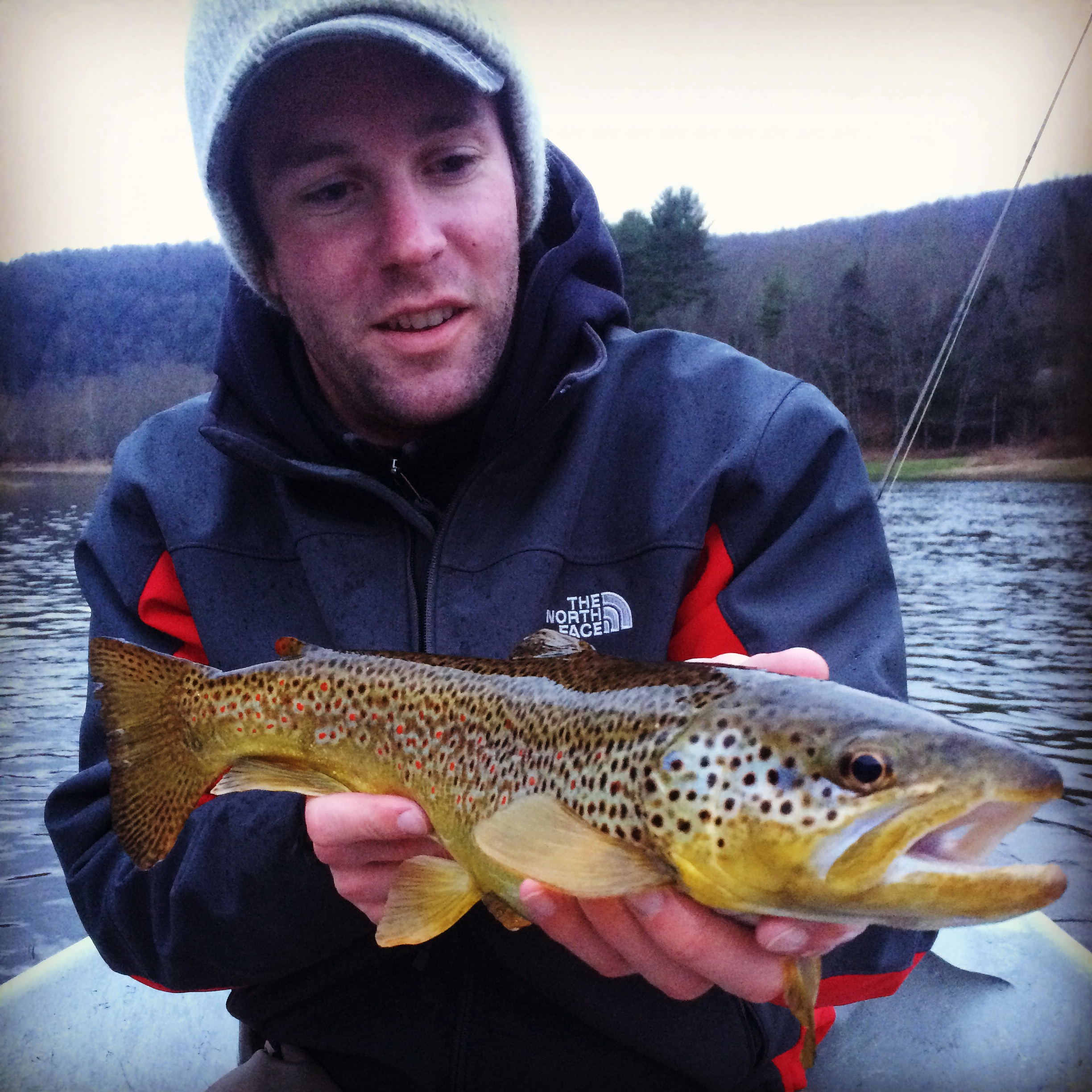 Kyle T. with a lovely Brown trout taken on his fly rod.
