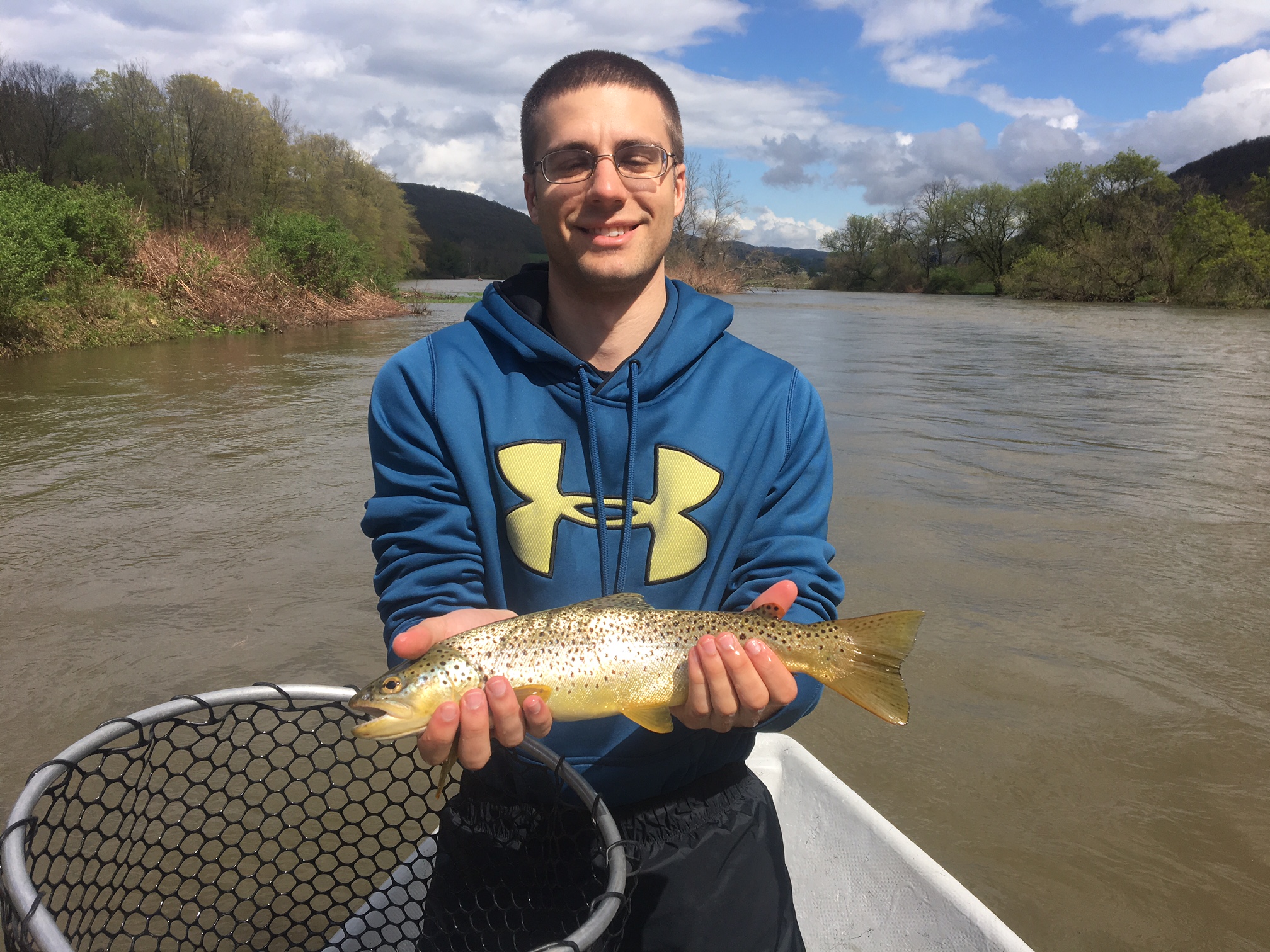 All the way from Long Island, boating trout on the West Branch.