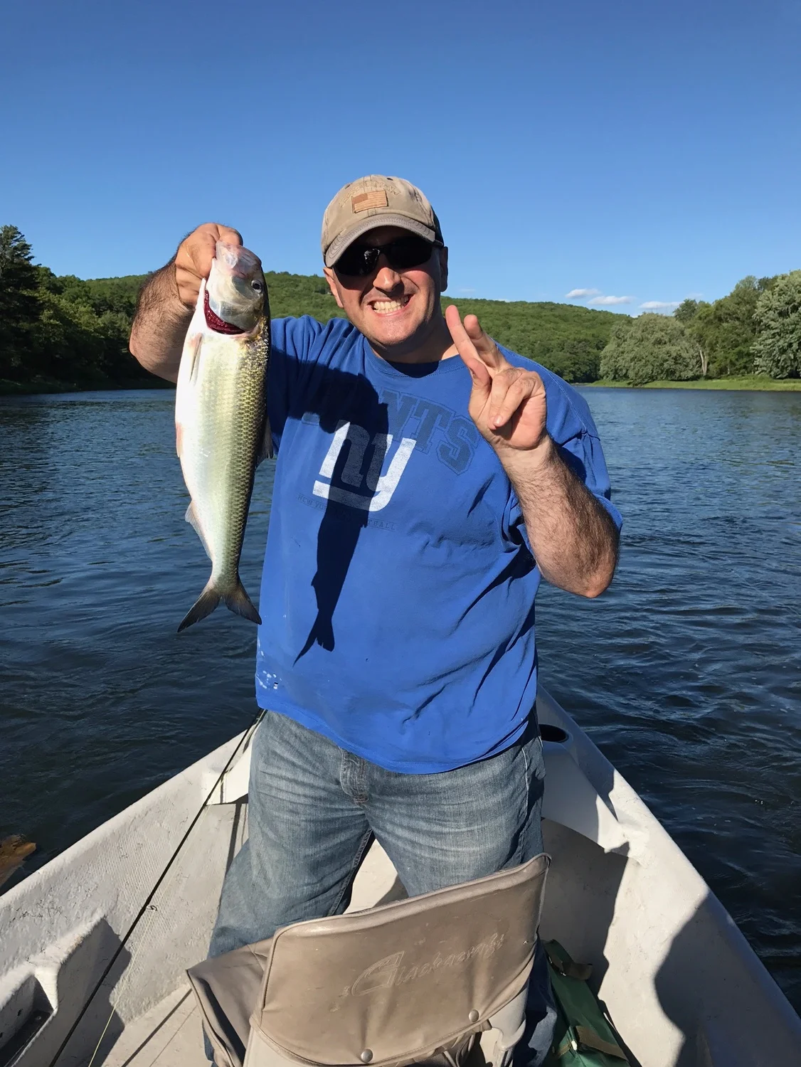 George with his first American Shad on the fly rod.