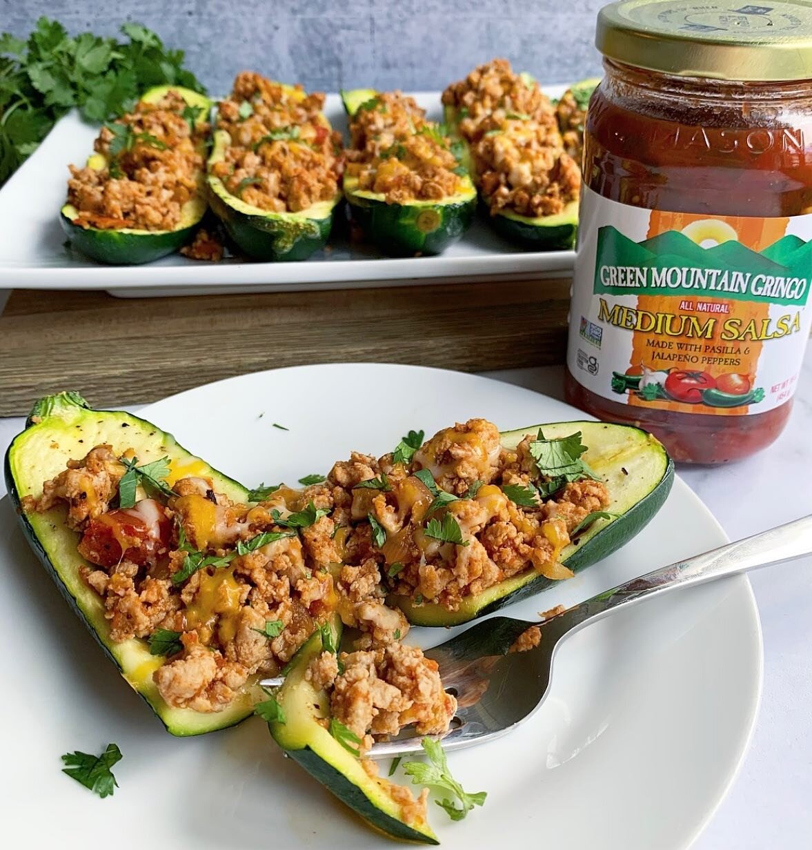 #Ad Looking for the perfect way to &ldquo;homegate&rdquo; this 🏈 season? These taco stuffed zucchini boats are it! Made in 20 minutes or less with minimal ingredients including my absolute favorite @gmgsalsa, this recipe is gluten free, flavor-packe