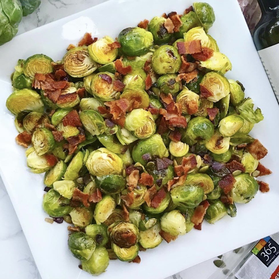 Balsamic Roasted Brussels Sprouts with Bacon