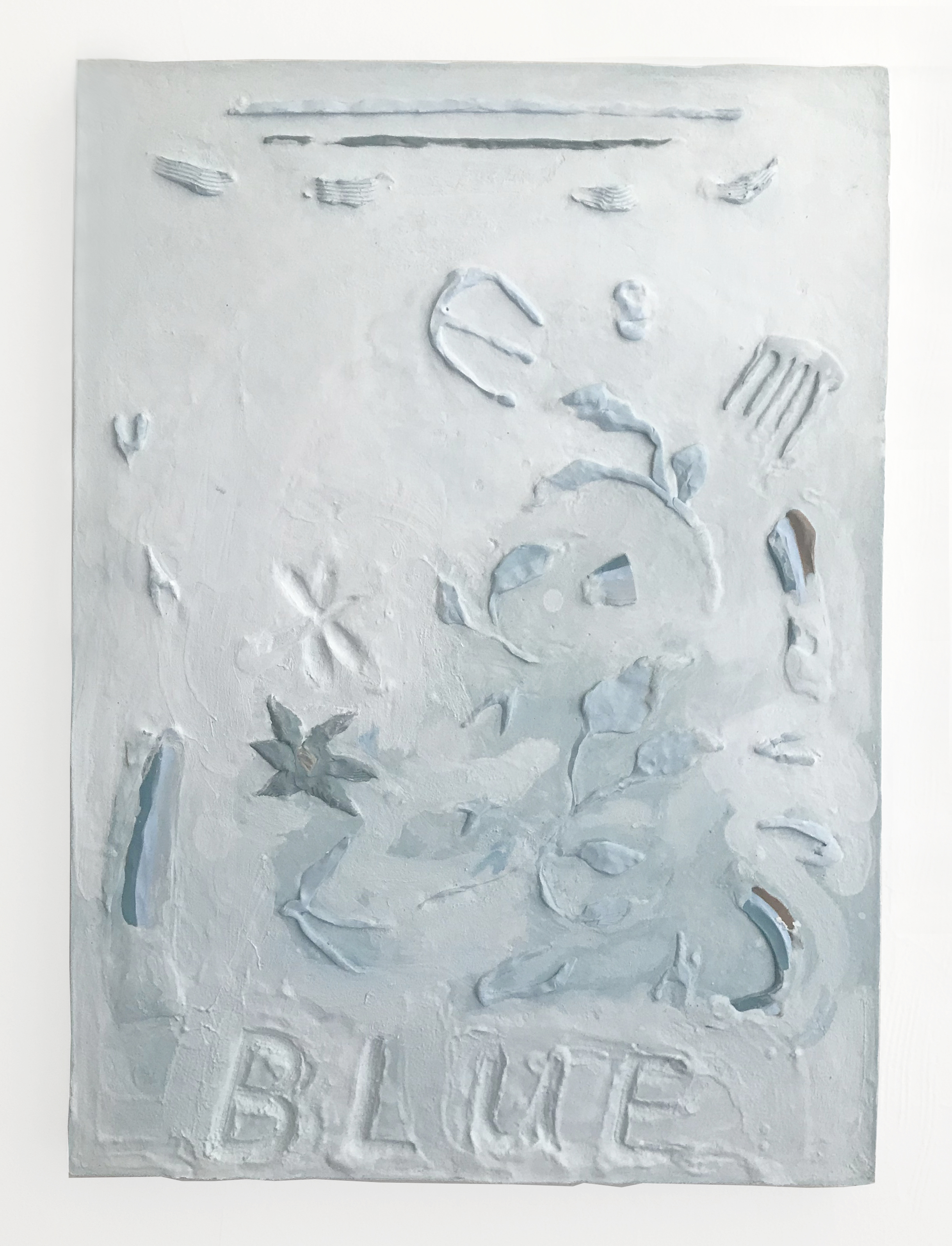Blue, 2018 Hydrocal, clay, pigment. 16x22”