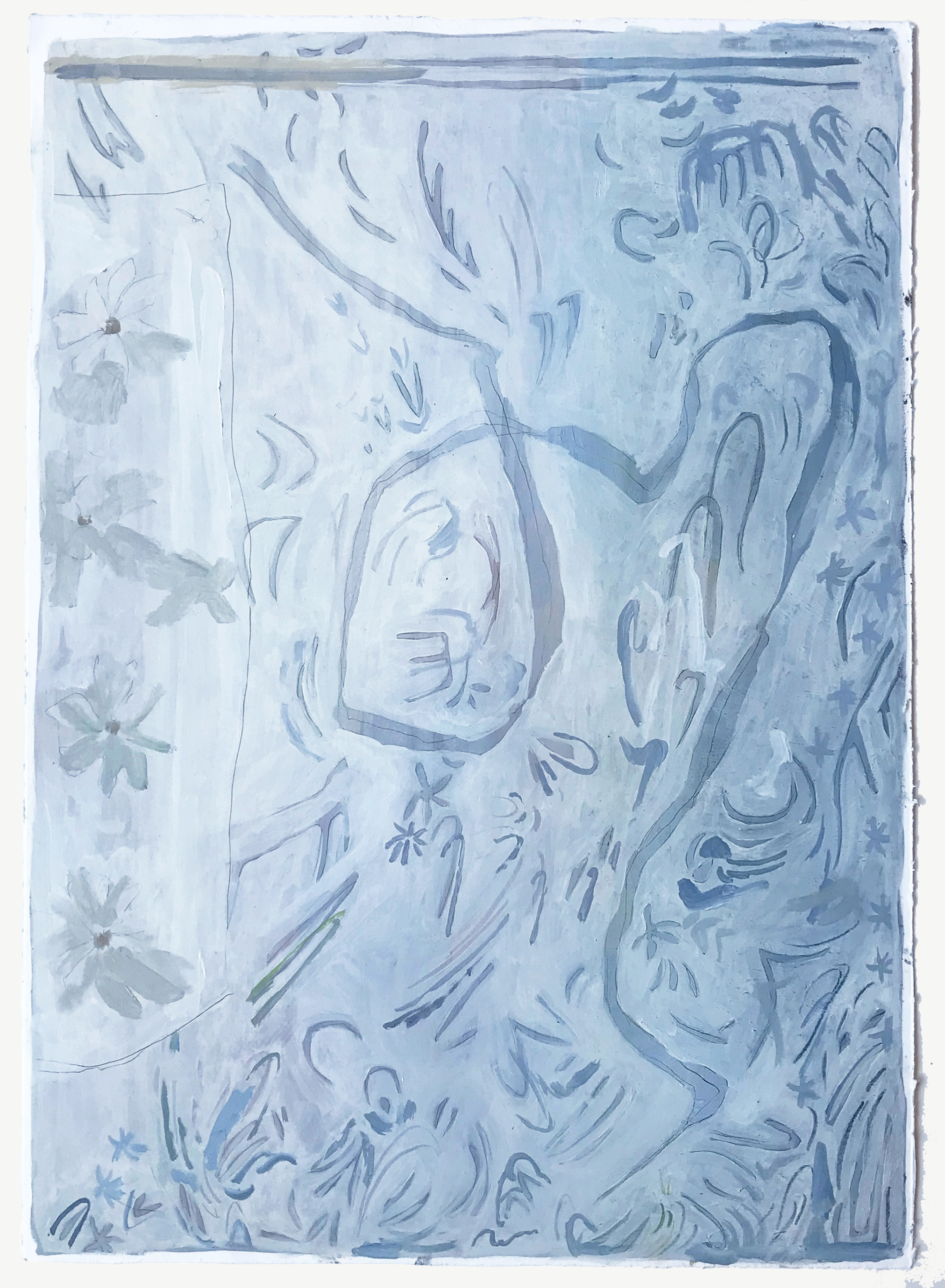 Blue snake, 2018 Oil on paper. 16x20”