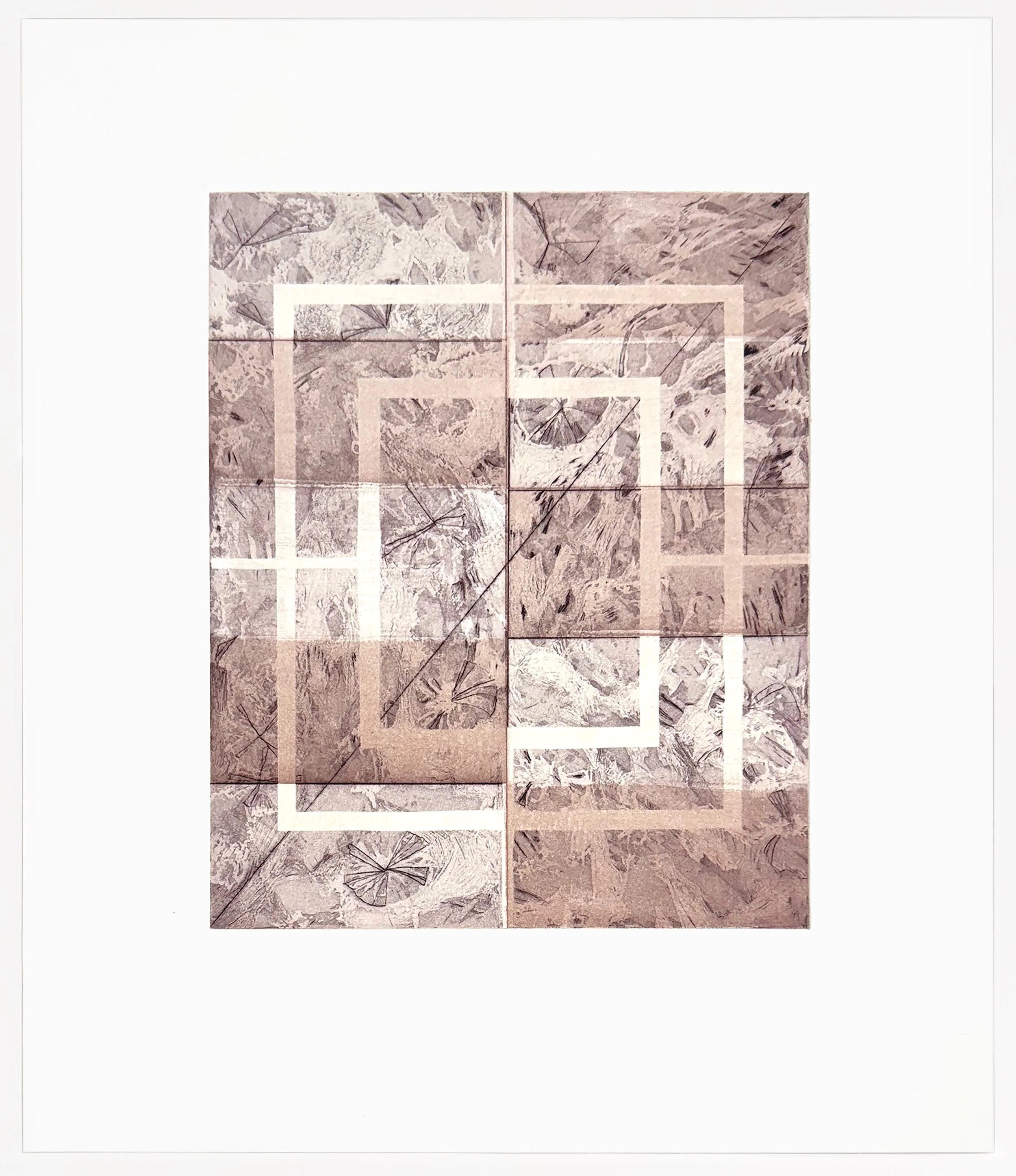 MP #2, 2024 Spit bite aquatint etching with drypoint and monoprint stencil additions on Hahnemuhle Copperplate Image: 10x8 inches; paper: 15.5x13 inches Unique print
