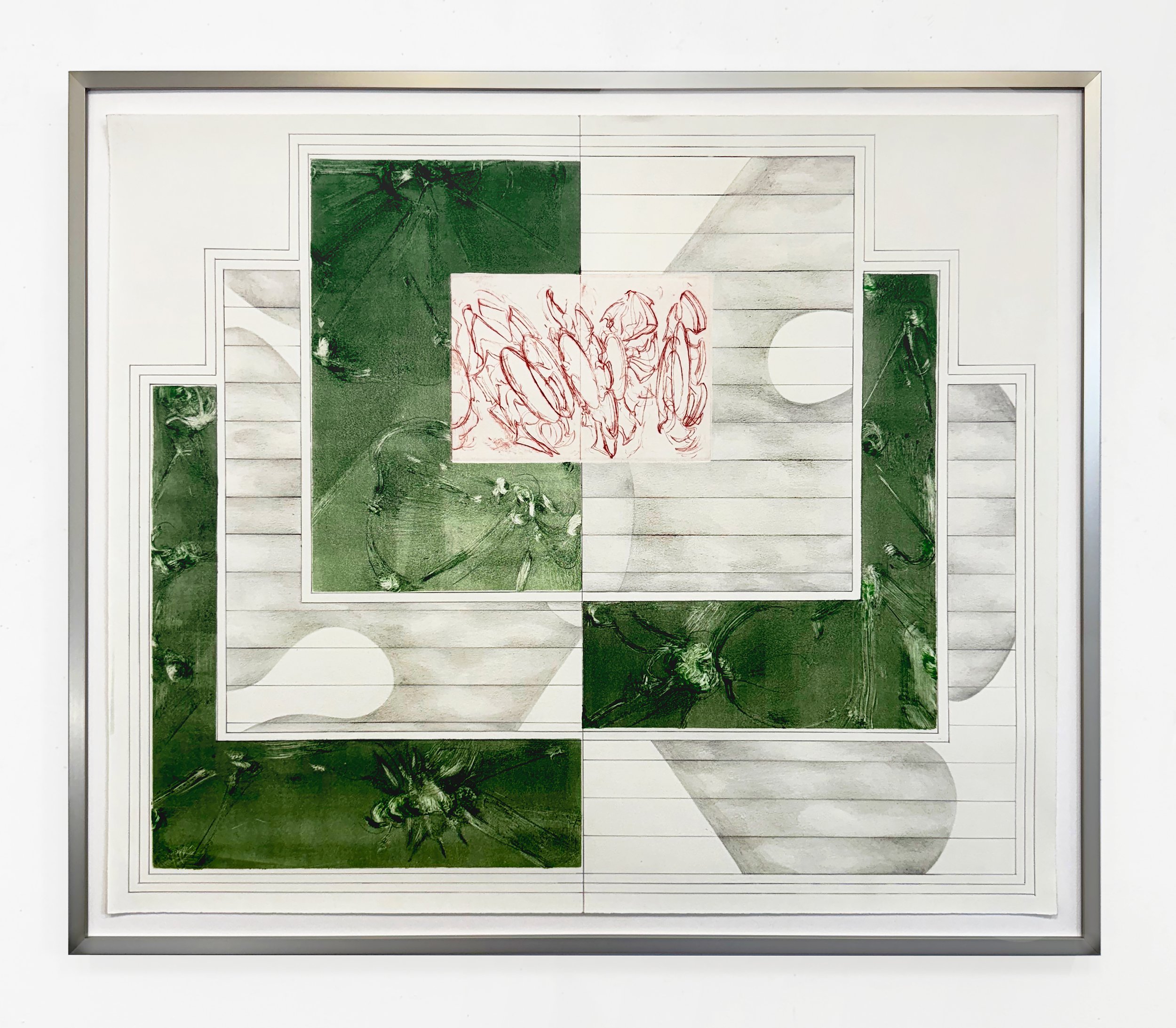 Flower pit, 2025 Drypoint, monotype, and graphite on Arches Text Wove. 21×25"