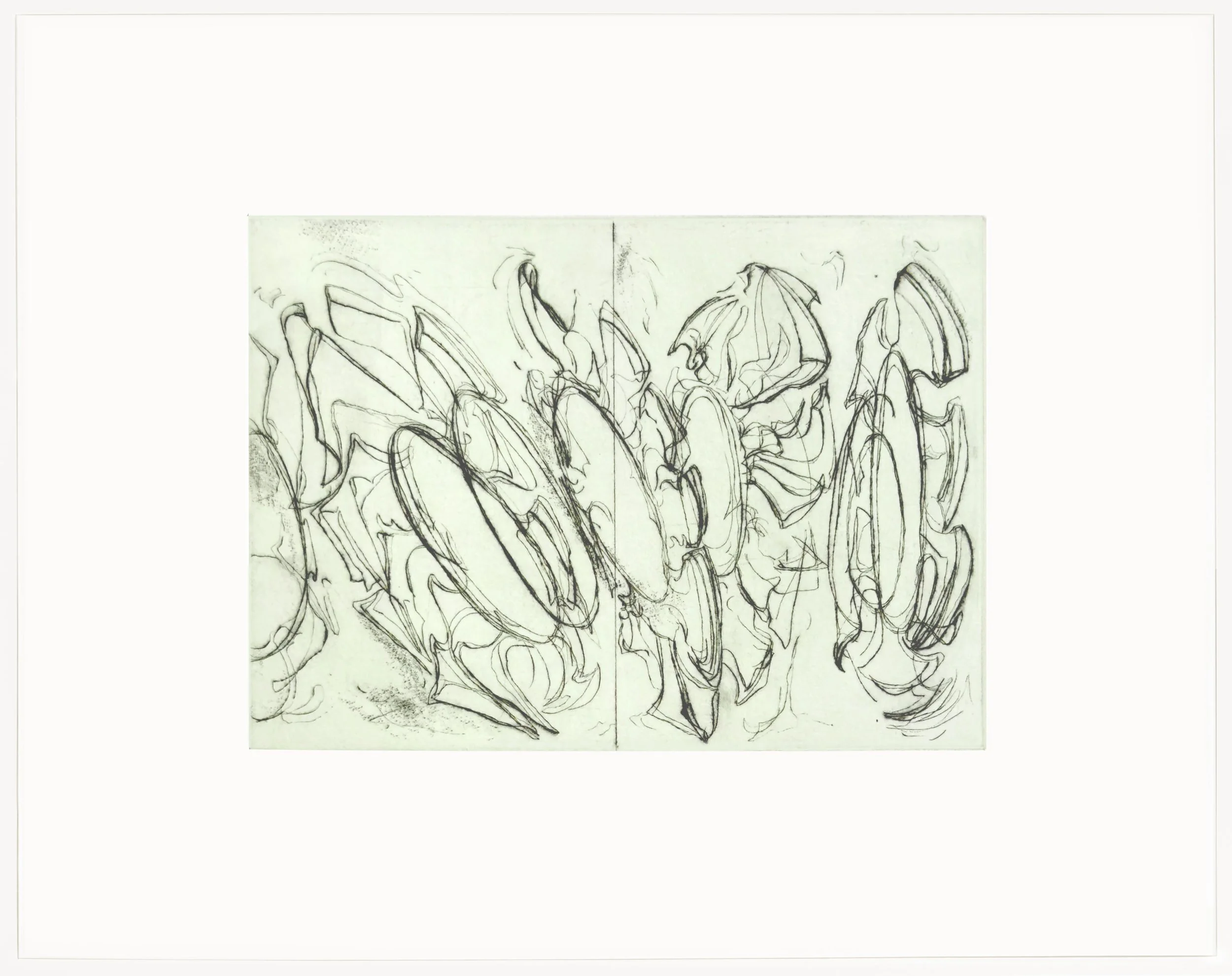 Untitled (Flower pit), 2025 Drypoint with monoprint color addition on Arches Johannot Image: 5x7 inches; paper: 10x12 inches Unique print