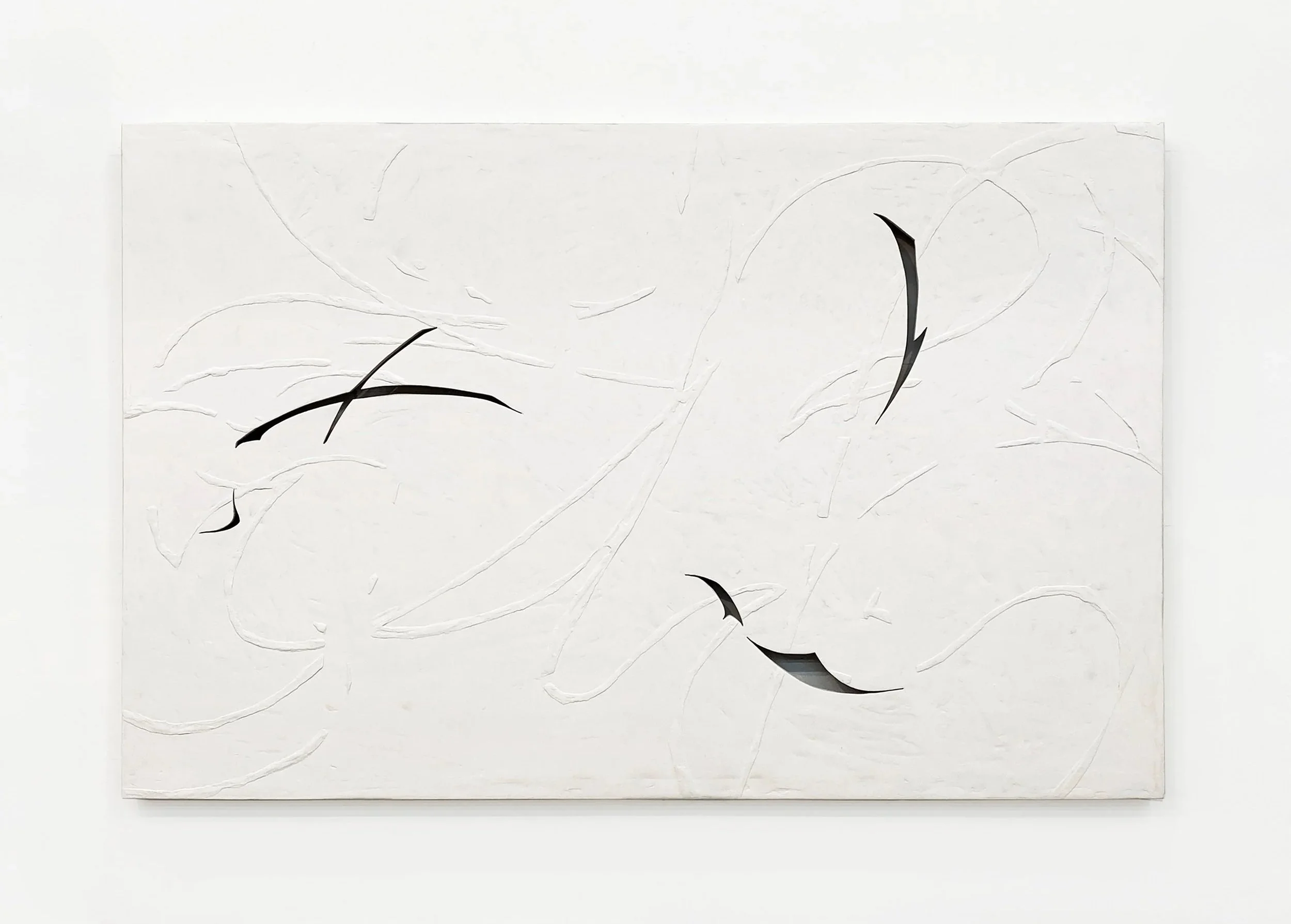 No title, 2021 Clay and varnish on wood panel. 28x44 inches