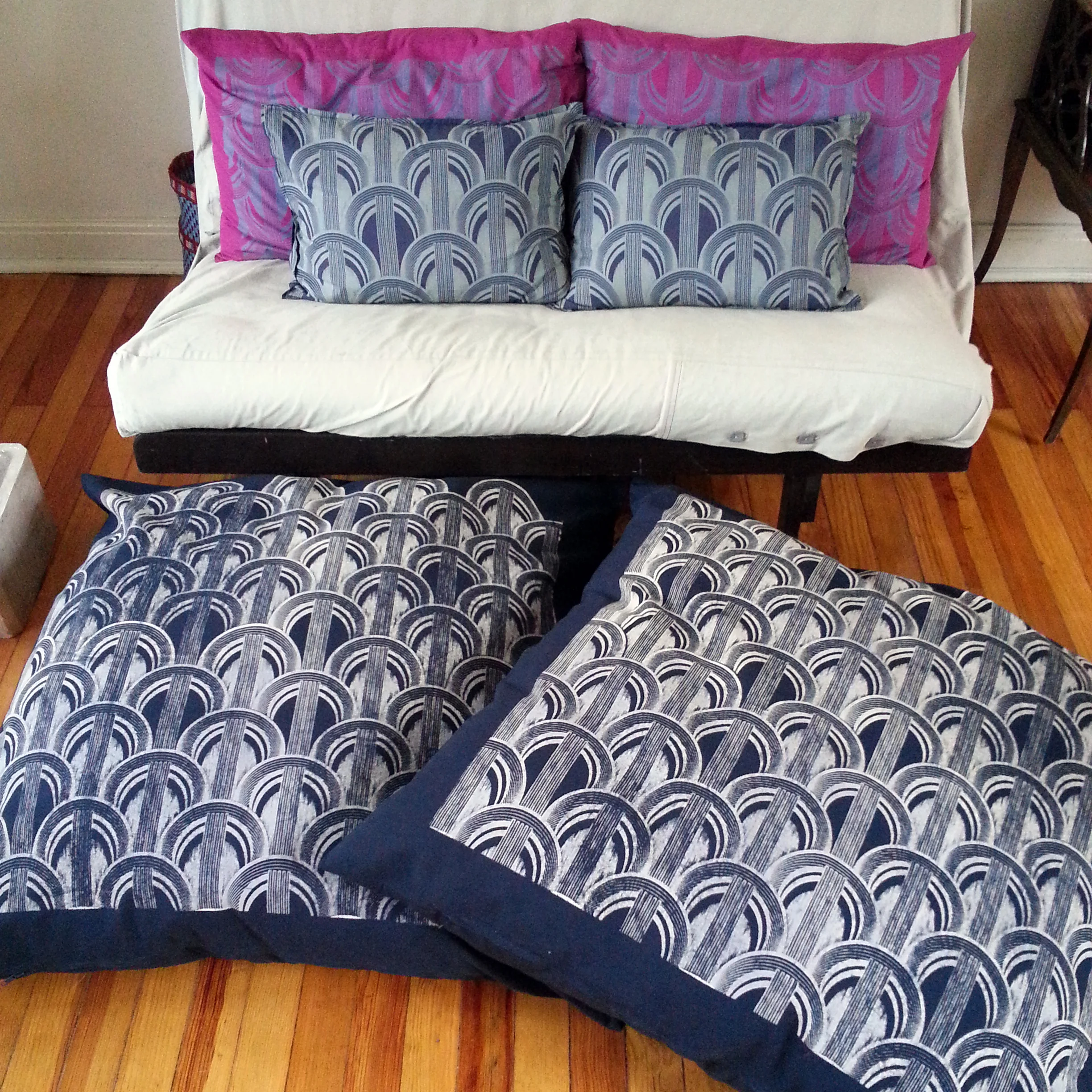 Arches floor cushions, pillows