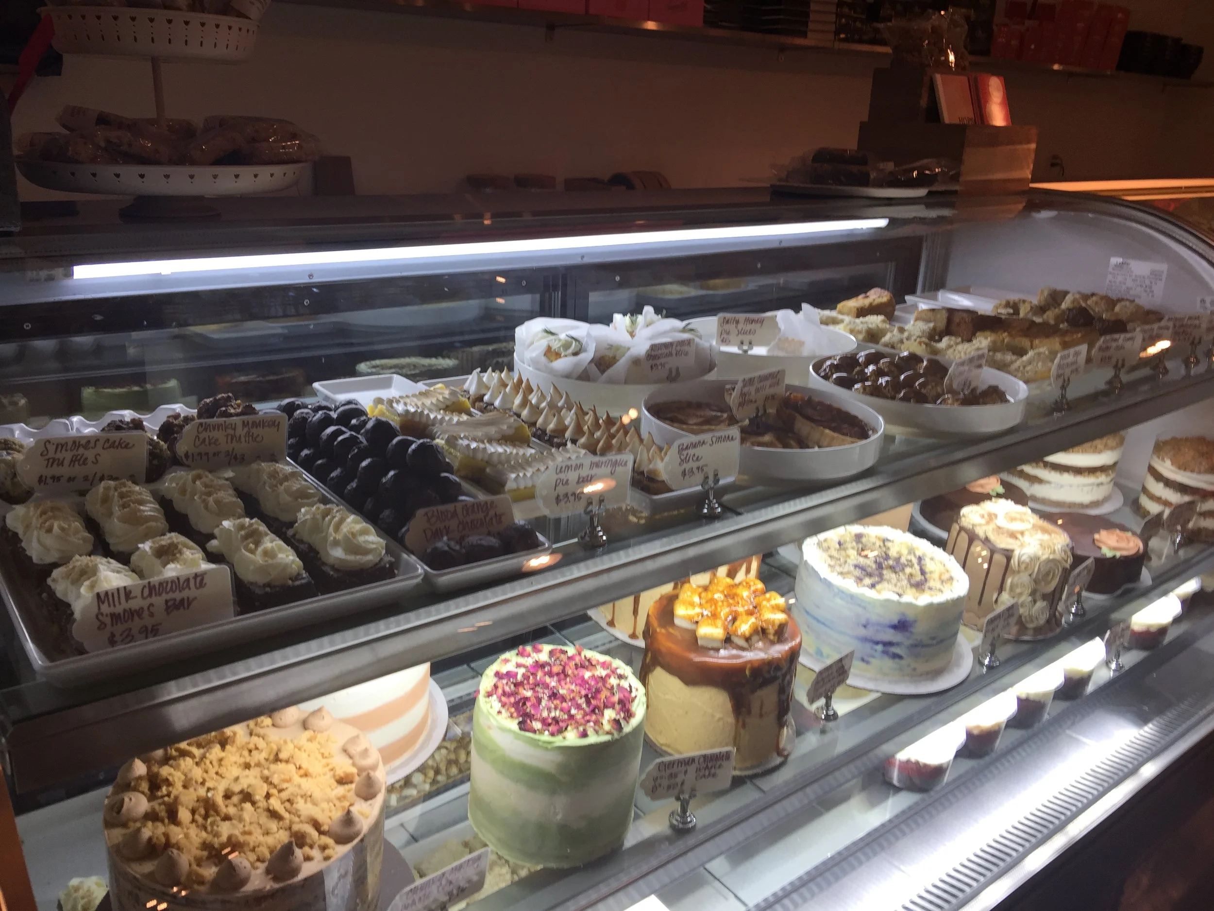 Our case the day we opened! We had 16 full-sized cakes that day- the most ever! 