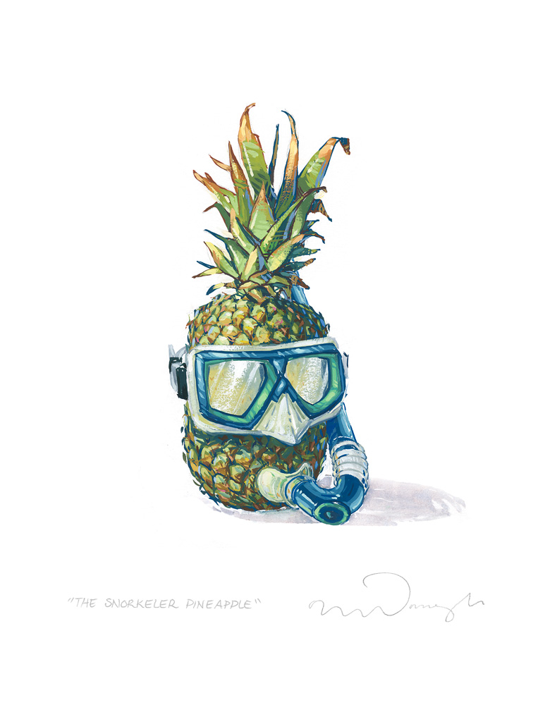 The Snorkeler Pineapple Fine Art Print — WILLIAM ALLEN McDONOUGH