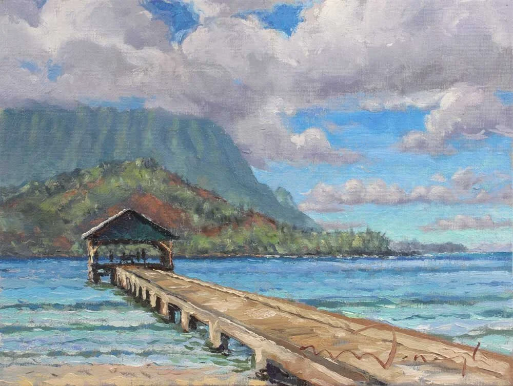 "Hanalei Pier II", Kauai. Fine Art Print of Oil Painting.