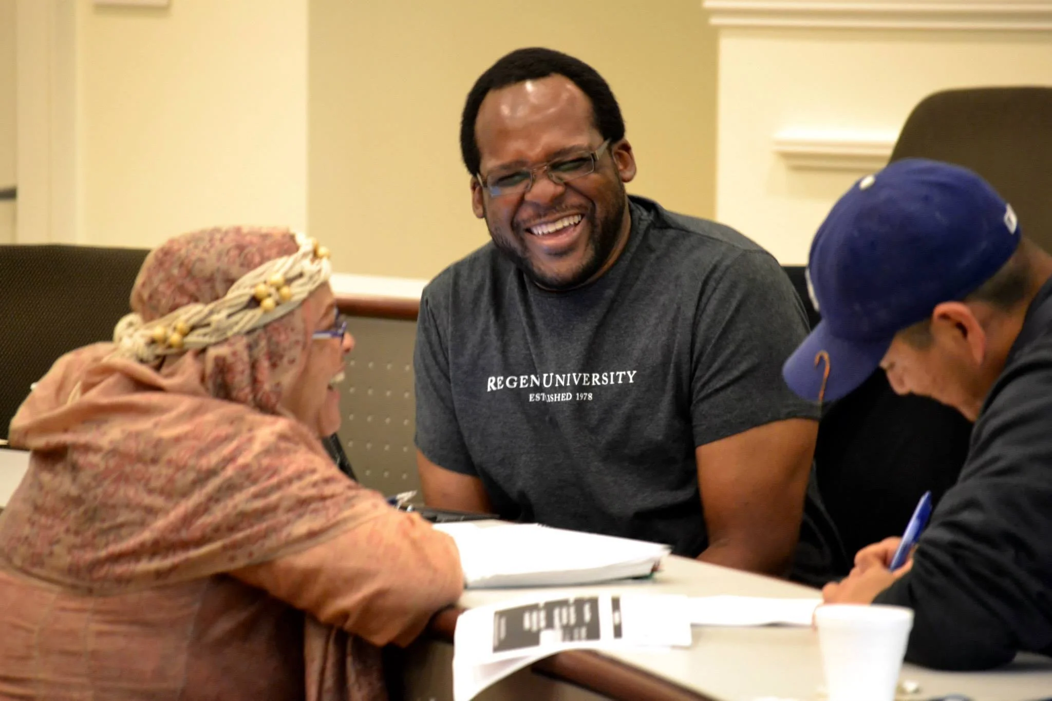 Ardenia Gaines, Ty Bratton, and Gabriel Arreola in Comedy Bootcamp.