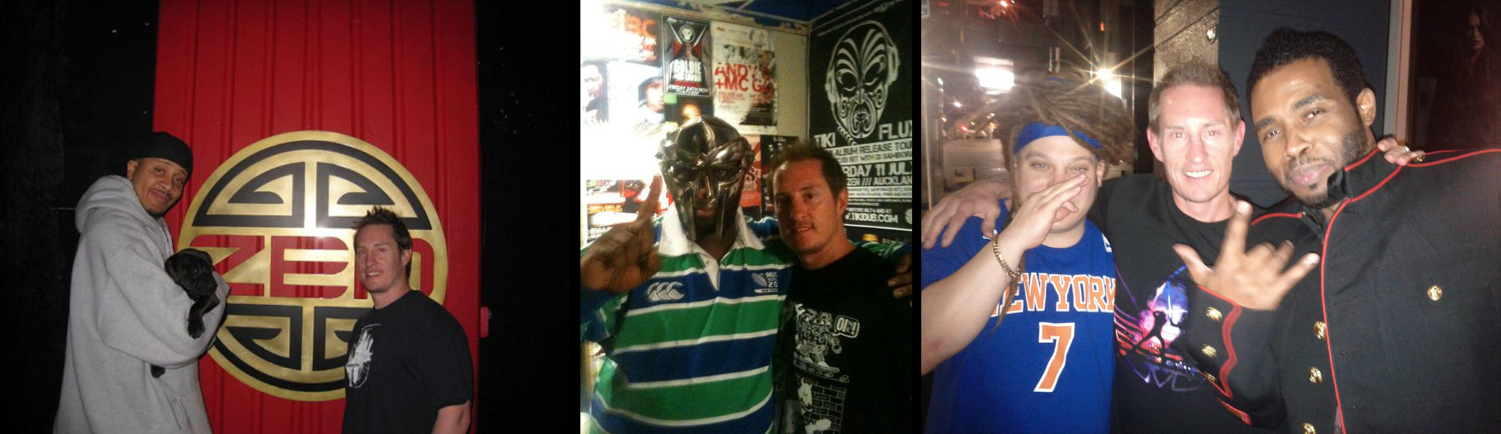 Above from left to right: Gareth with Chali2na, MF DOOM and Pharoah Monch.
