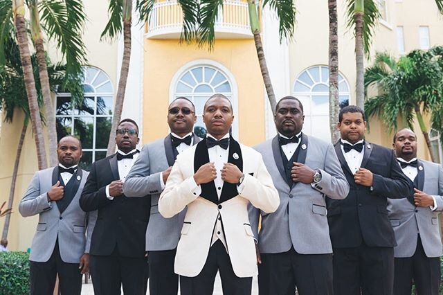 The Groom &amp; His Men. 
Featured Lapel Pins: The Pico Black Collection💎 ⠀⠀ ⠀⠀ 📷: @braxtong_photography ⠀⠀ ⠀⠀ ⠀⠀
_________________________________

Picolapelle pins serve as the perfect gift to the groomsmen, a fashion staple that adds dignified s