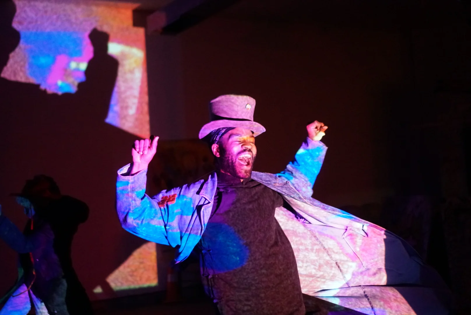 Mr. Wisdom AKA The Oracle practices his soliloquy. Photographs by Russ R. 