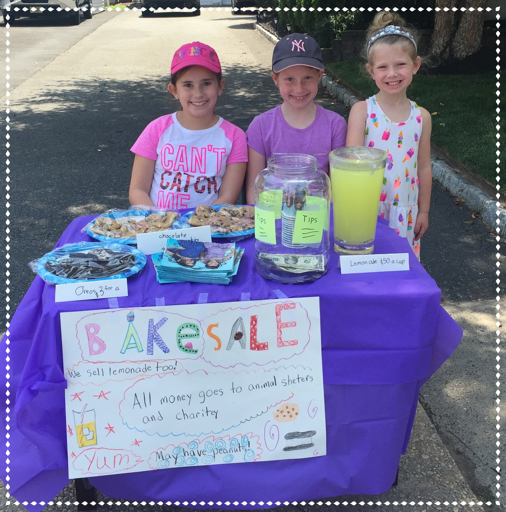 OUR YOUNGEST FUNDRAISERS Andy Blumenstock who is the Treasurer of the Board of Directors of LSNC sent us this picture of his daughters and their friend conducting a fundraiser for LSNC and an animal shelter.