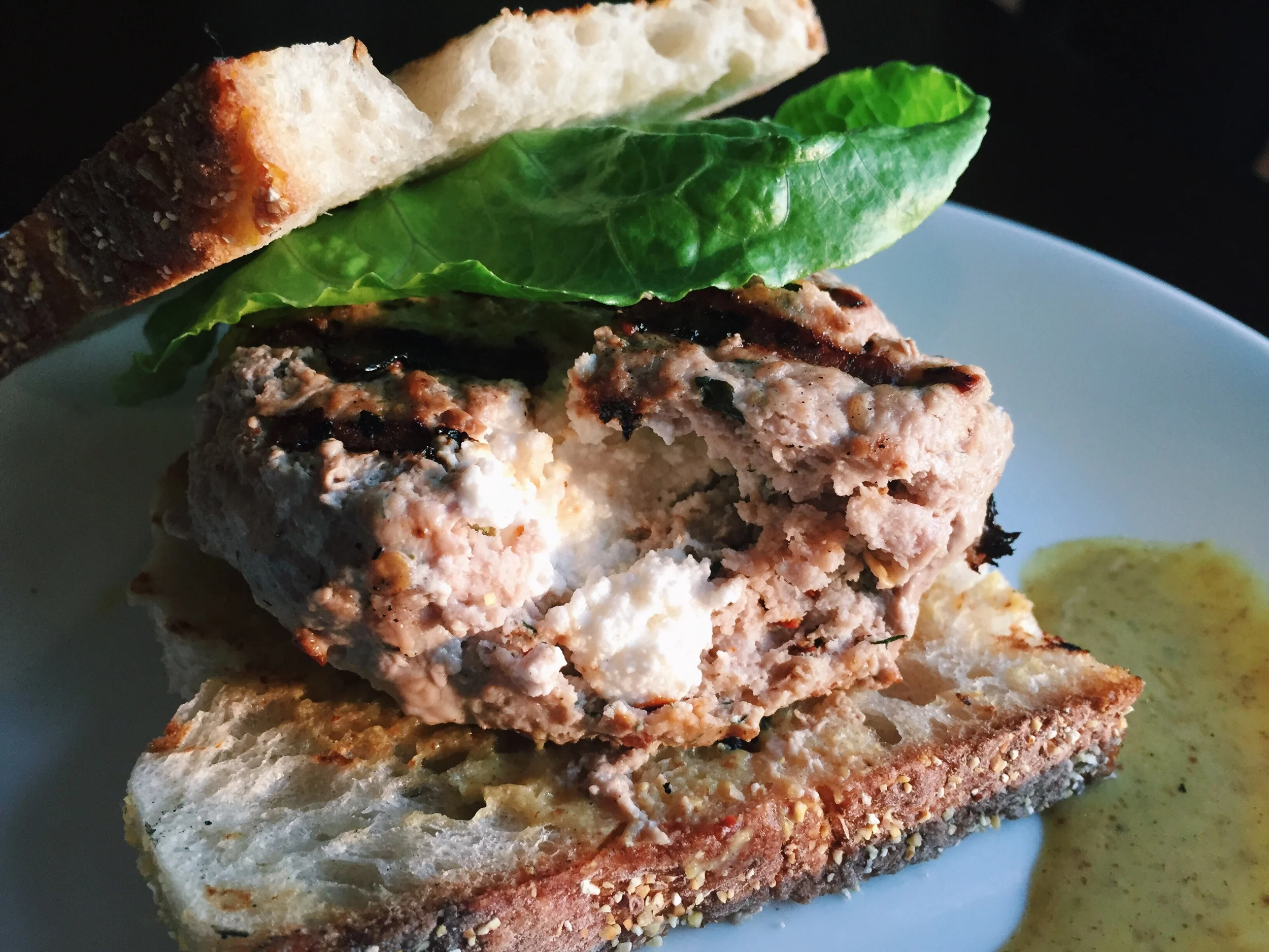 Goat Cheese Stuffed Turkey Burgers