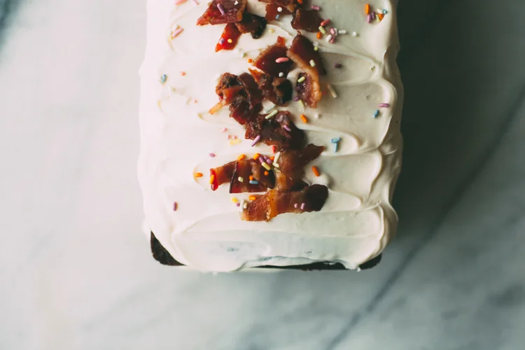 Image from My Name is Yeh Chocolate Olive Oil Cake with Candied Bacon . I repeat. Candied Bacon aka a must try. 
