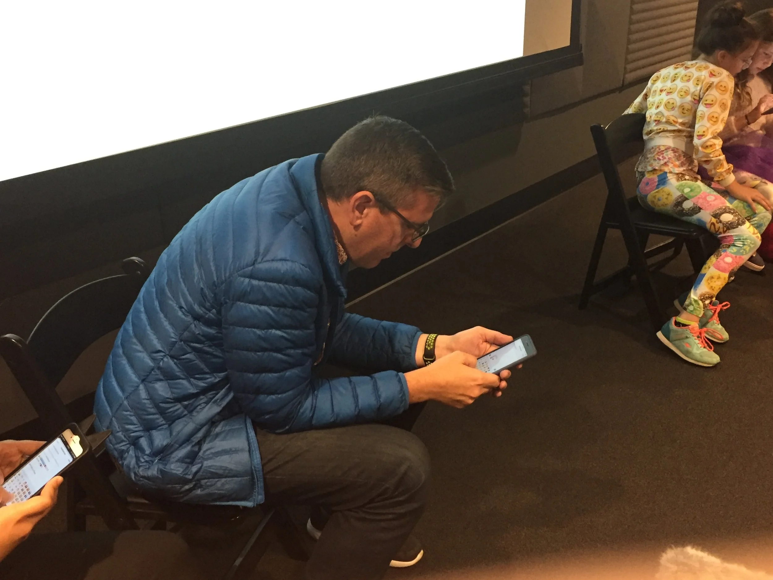 Matt frantically translating to emoji.