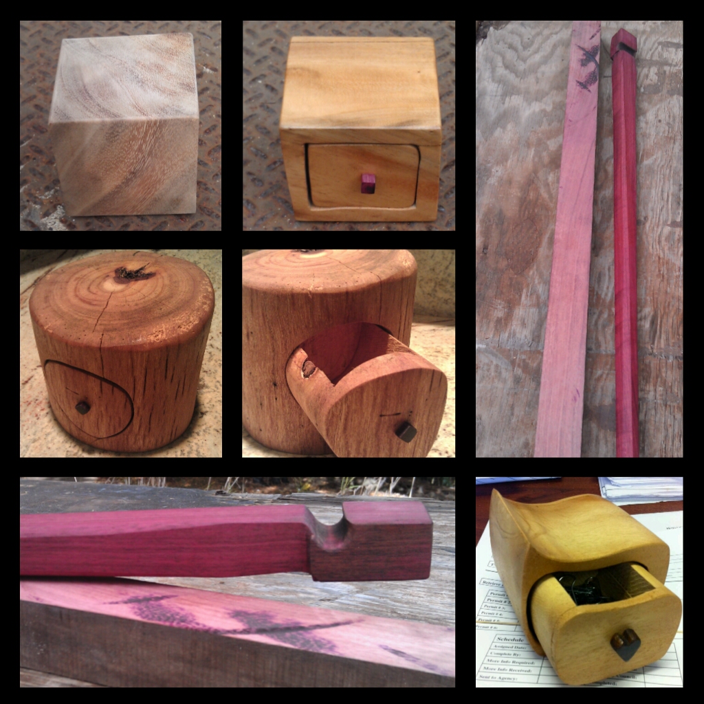 Some woodwork. Bandsaw boxes. Walking sticks.