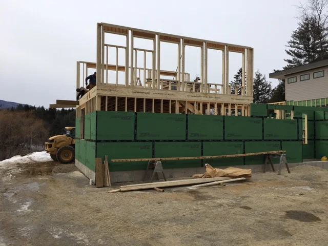 New Home Framing Progress on Modern Home