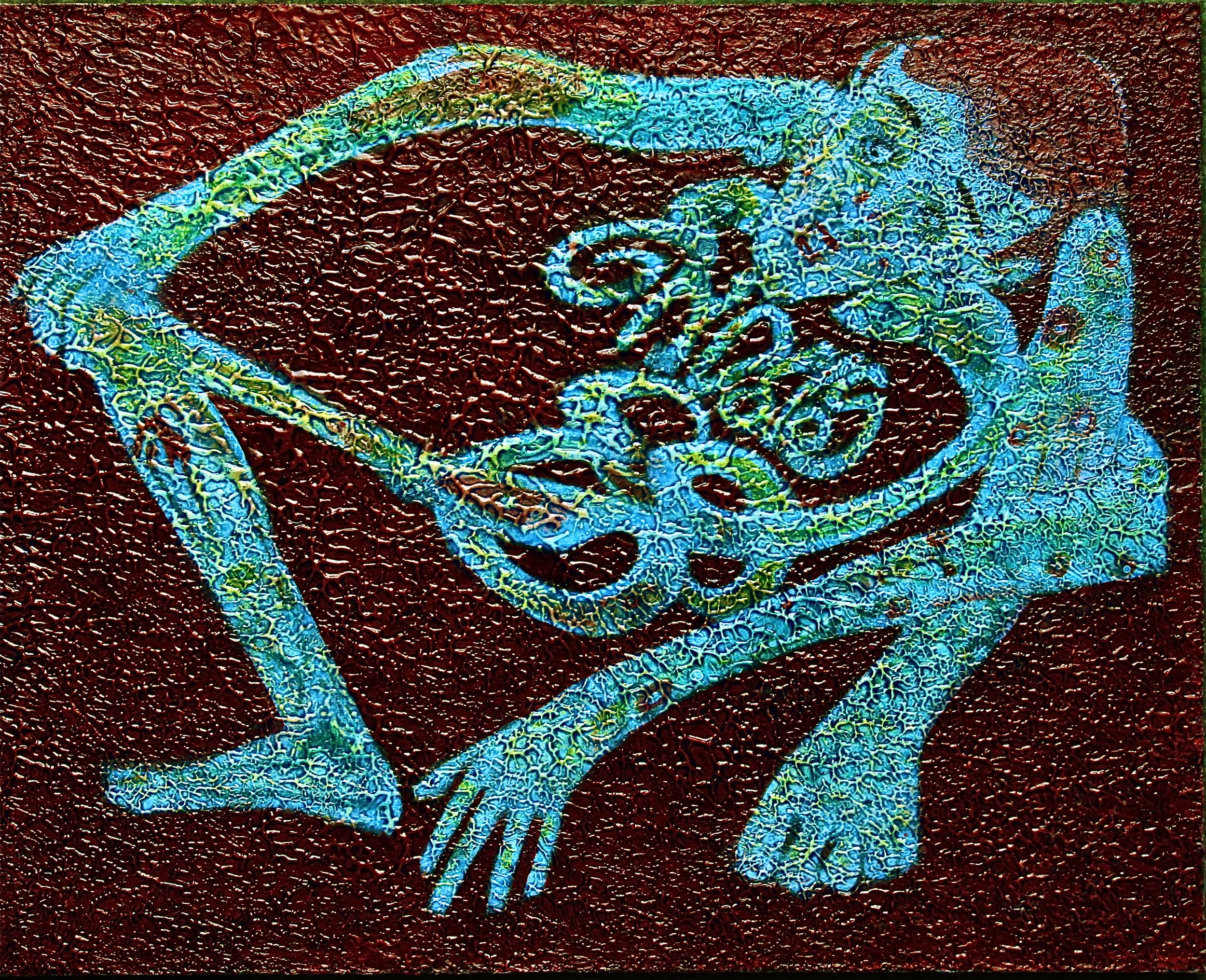 " blue figure " ( 2019 ) - canvas panel - 10 x 12 inches - 1