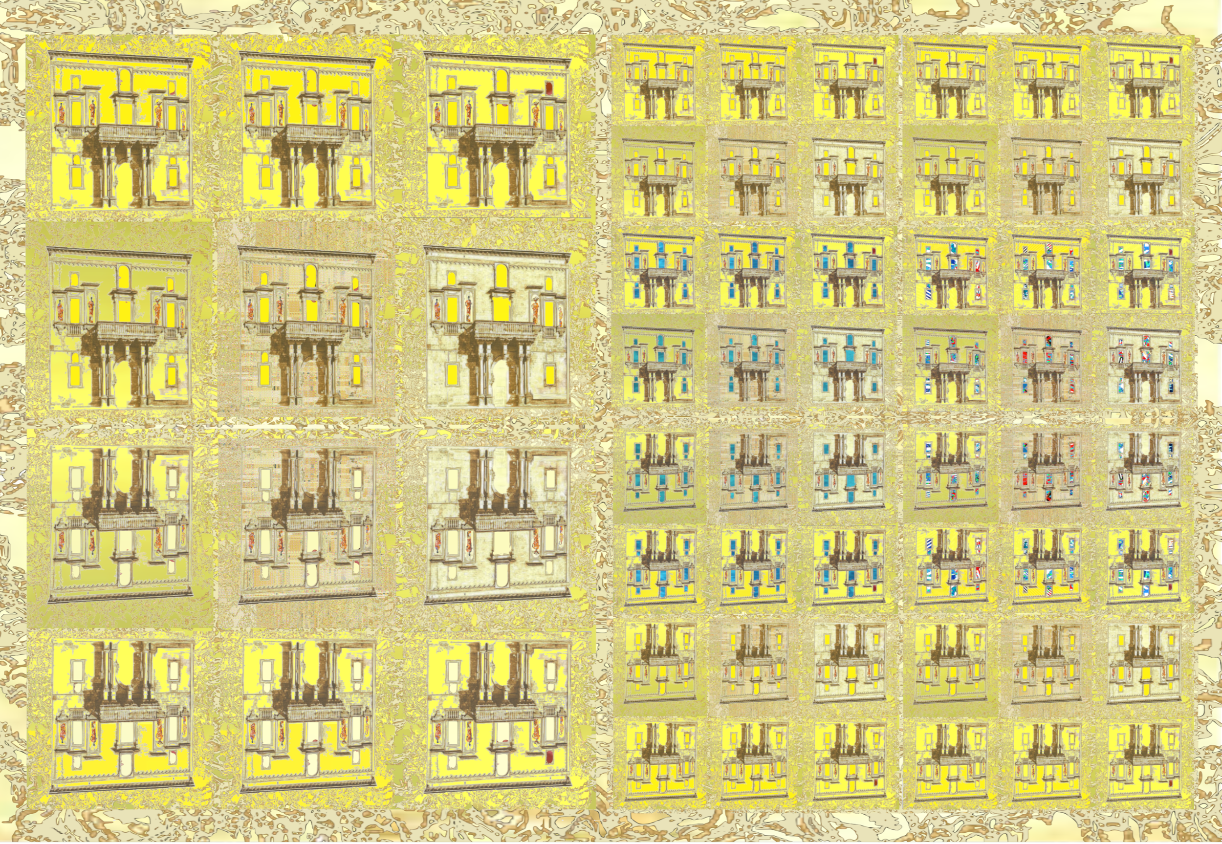 DUE PAGINE DI DISEGNO MULTIPLO DI FACCIATA ASTRATTA A SPECCHIO .png