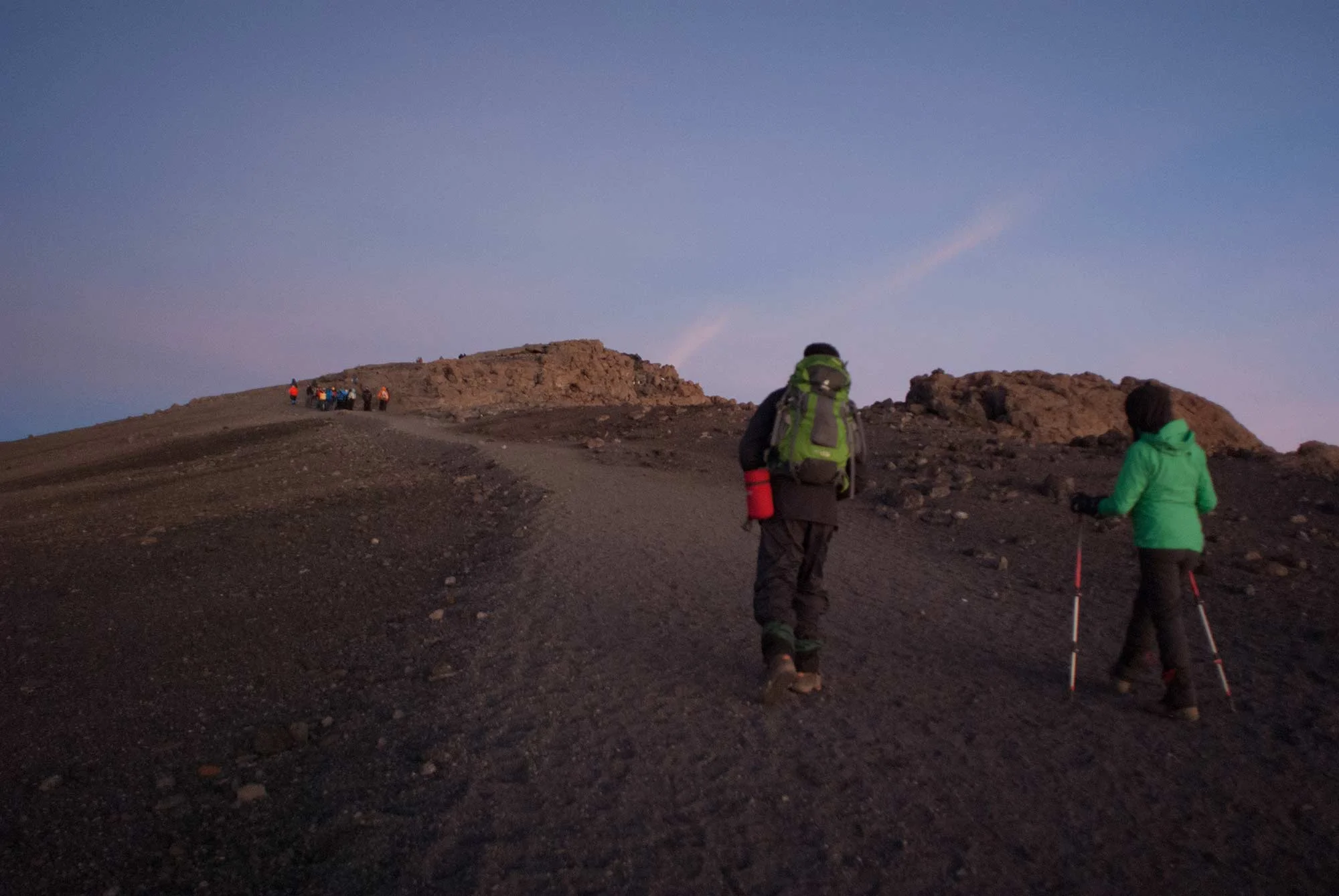 Kilimanjaro summit almost in sight, our group speeds ahead, but Heidi, our guide Michael, and I move at Heidi's pace.