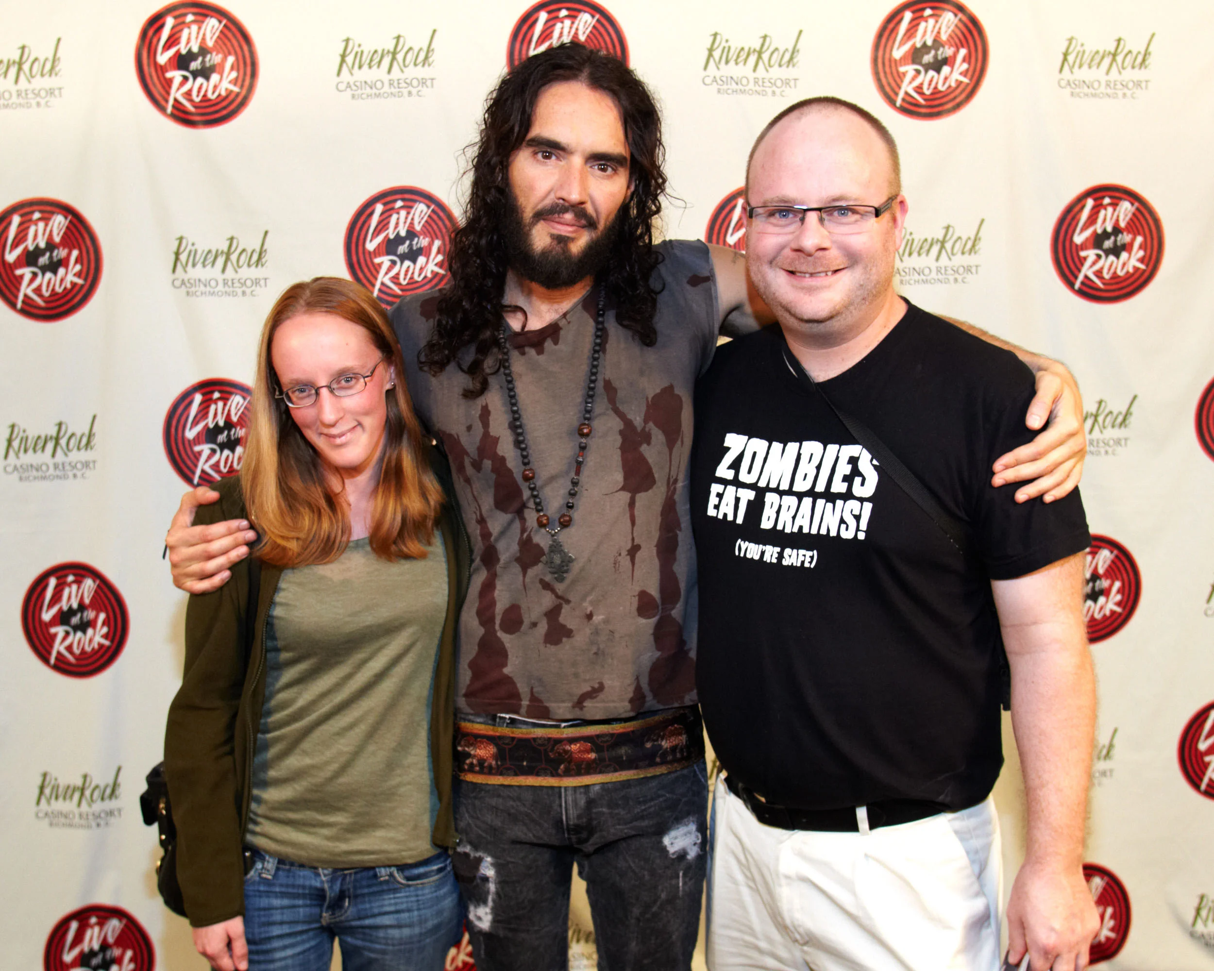 Meeting Russell Brand on September 29, 2012. Left to right: Shannon Cawley, Russell Brand and Steven Lee.