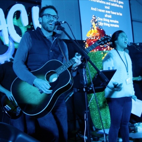 Above: Nate leads worship at the north island Student Life Conference