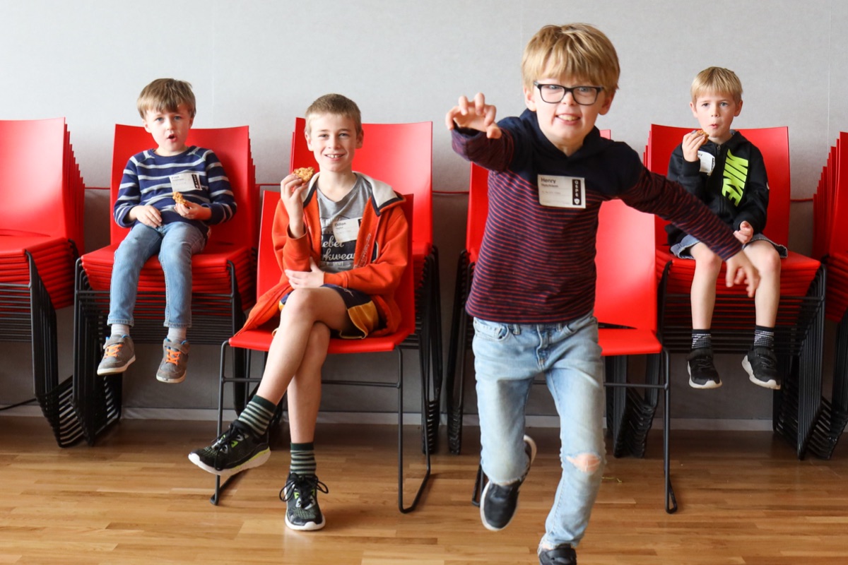 Henry and Finn and their mates at church