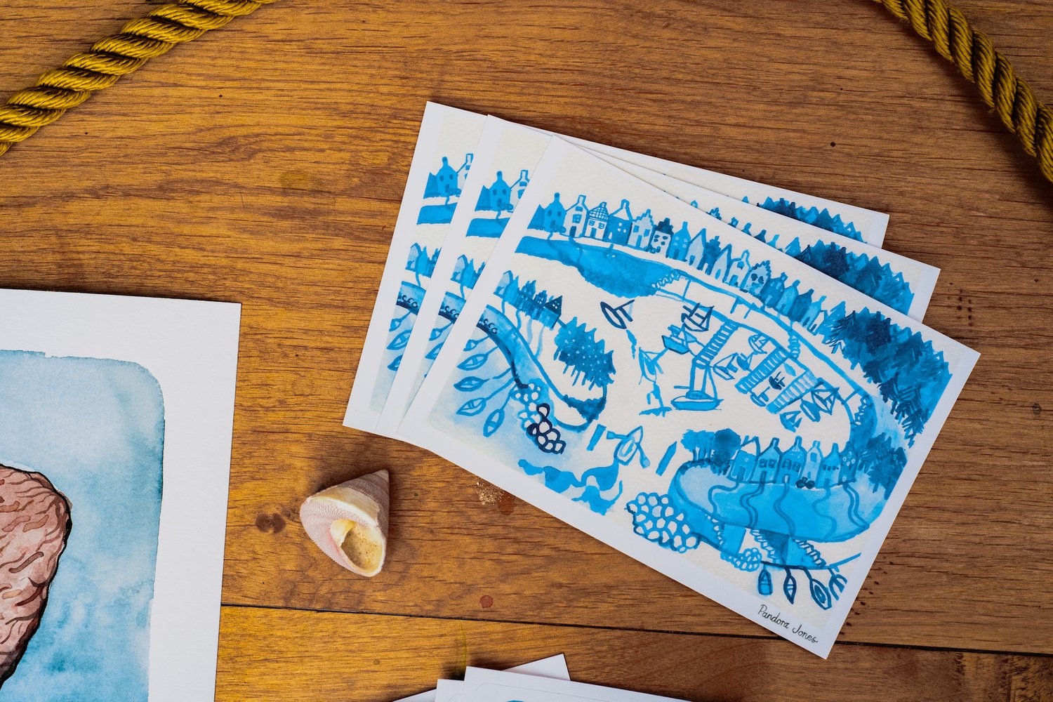 Blue Marina Art Postcards ~ Pack 4 — Pandora
