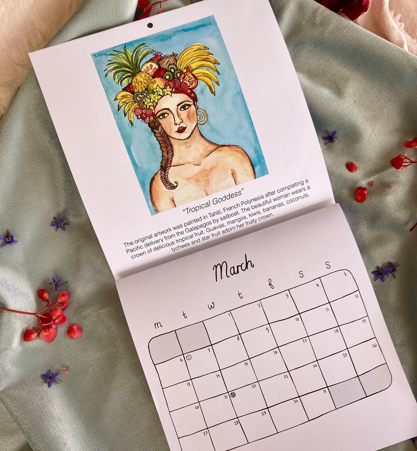 &ldquo;Tropical Goddess&rdquo; featuring as the March Artwork in the Goddess Calendar 💜

The Story

&ldquo;The original artwork was painted in Tahiti, French Polynesia after completing a Pacific delivery from the Galapagos to Tahiti by sailboat. The